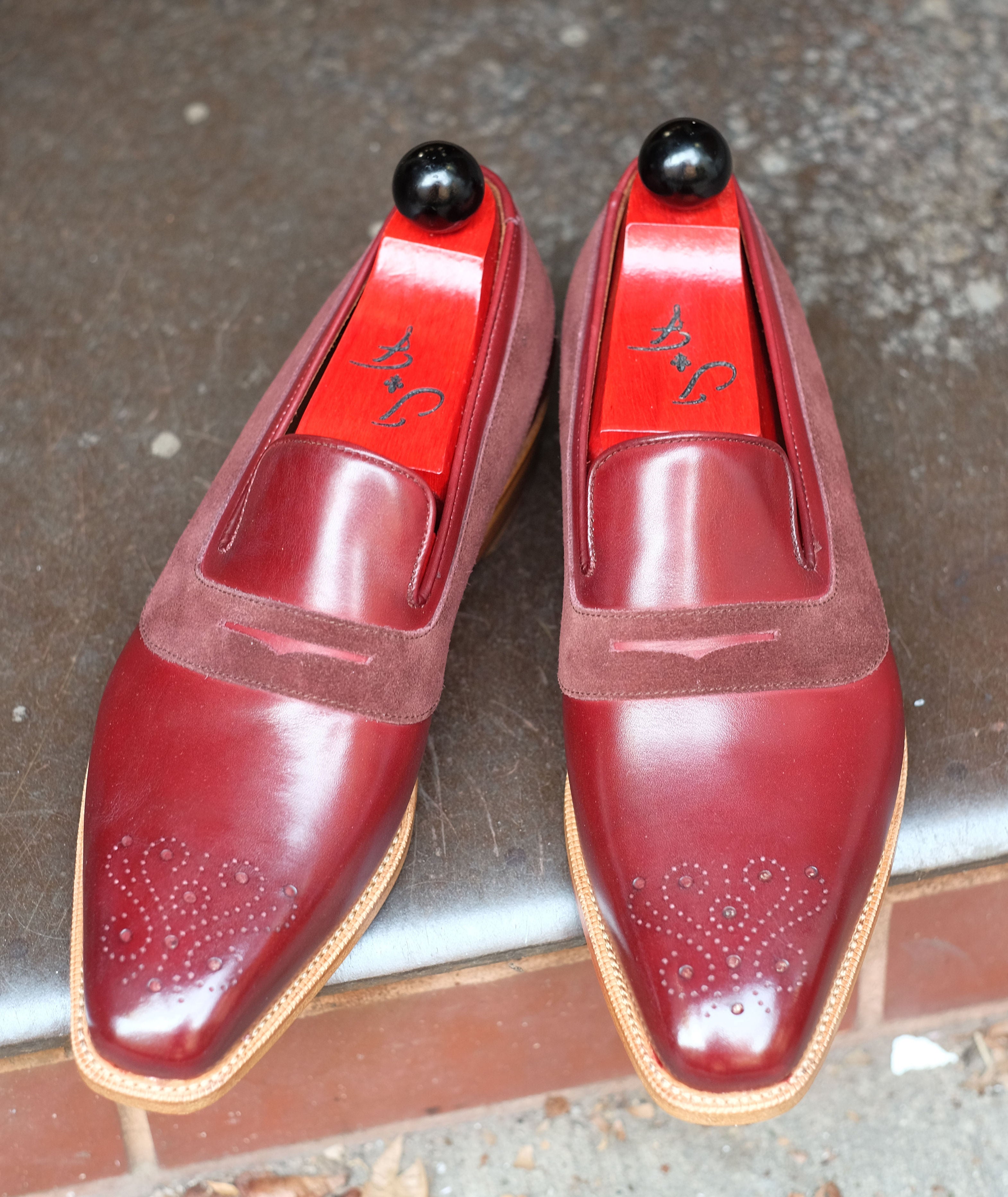 Marcos - MTO - Burgundy Calf / Burgundy Suede - LPB Last - Single Leather Sole-Made To Order Strap Loafer-J.FitzPatrick Footwear