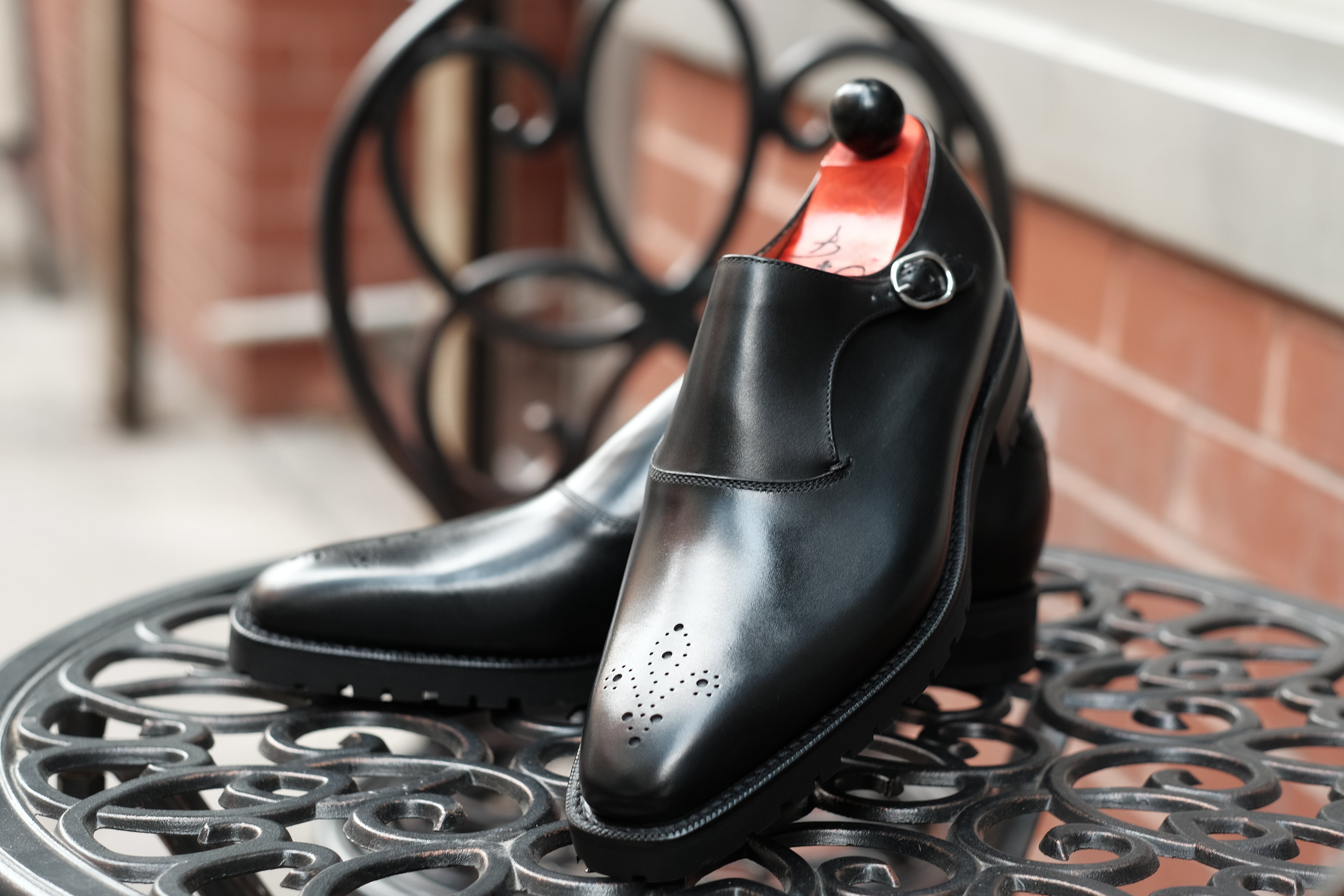Martel - MTO - Black Calf-Made To Order Single Monkstrap Medallion-J.FitzPatrick Footwear