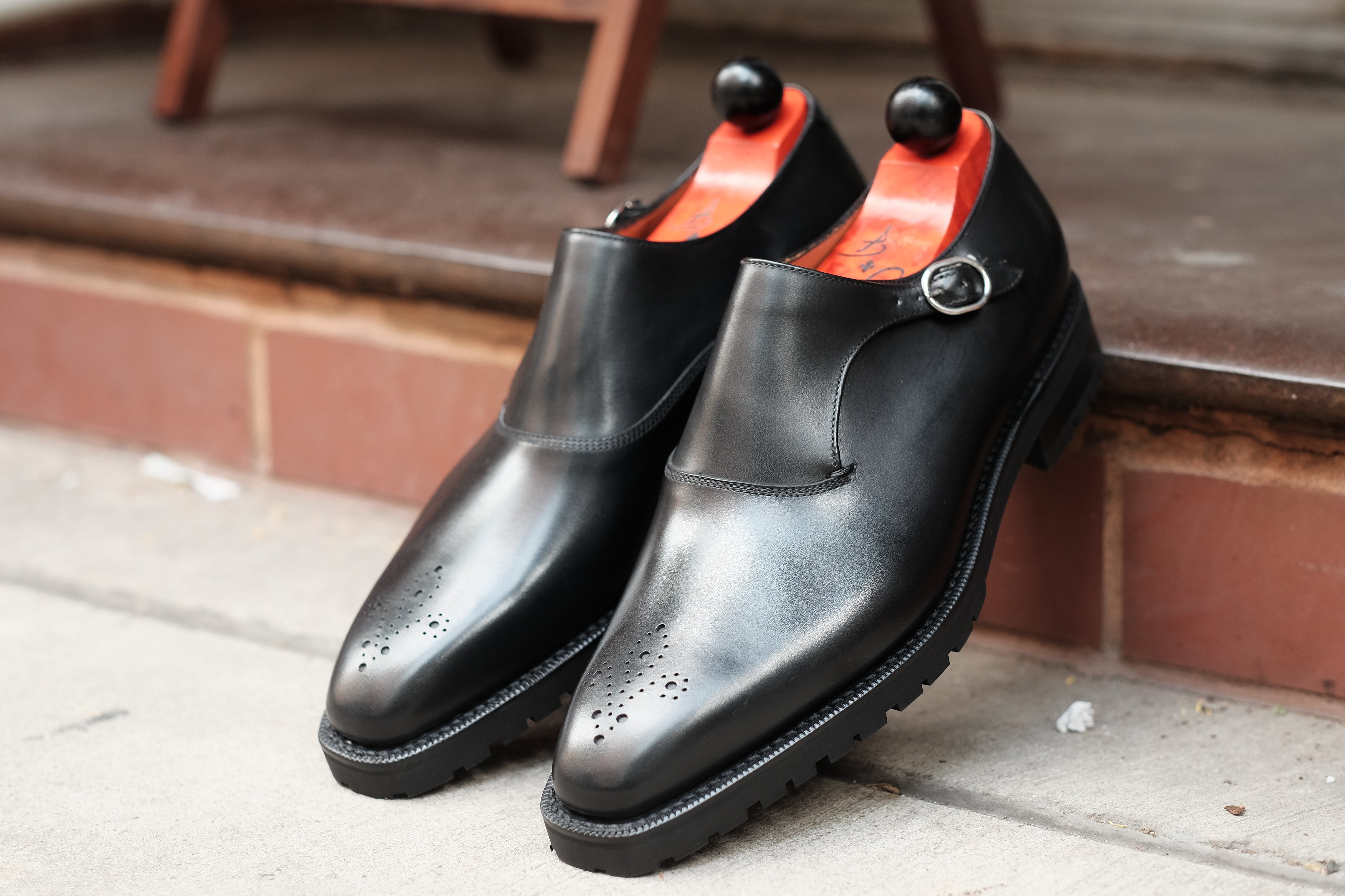 Martel - MTO - Black Calf-Made To Order Single Monkstrap Medallion-J.FitzPatrick Footwear
