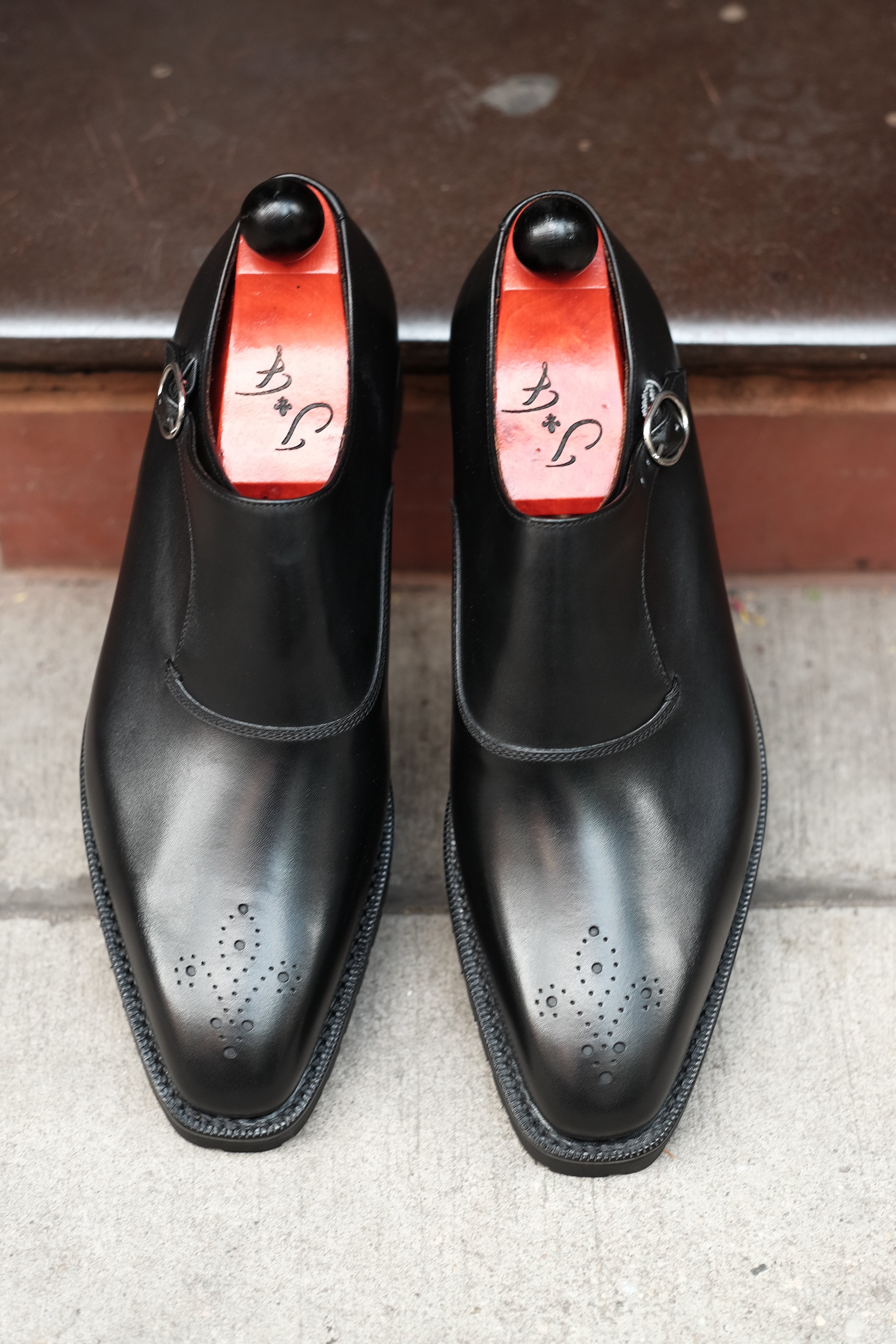 Martel - MTO - Black Calf-Made To Order Single Monkstrap Medallion-J.FitzPatrick Footwear