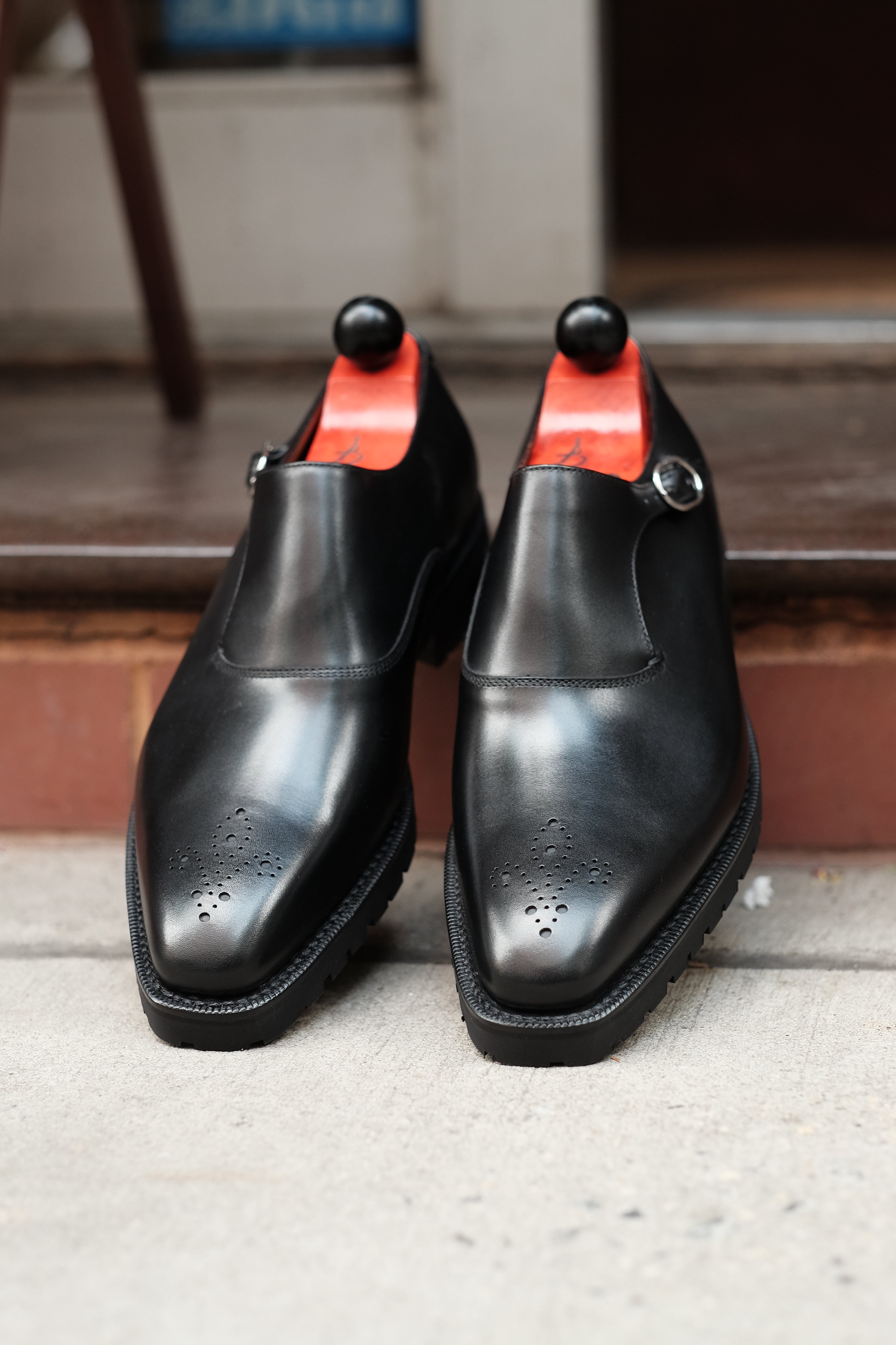 Martel - MTO - Black Calf-Made To Order Single Monkstrap Medallion-J.FitzPatrick Footwear