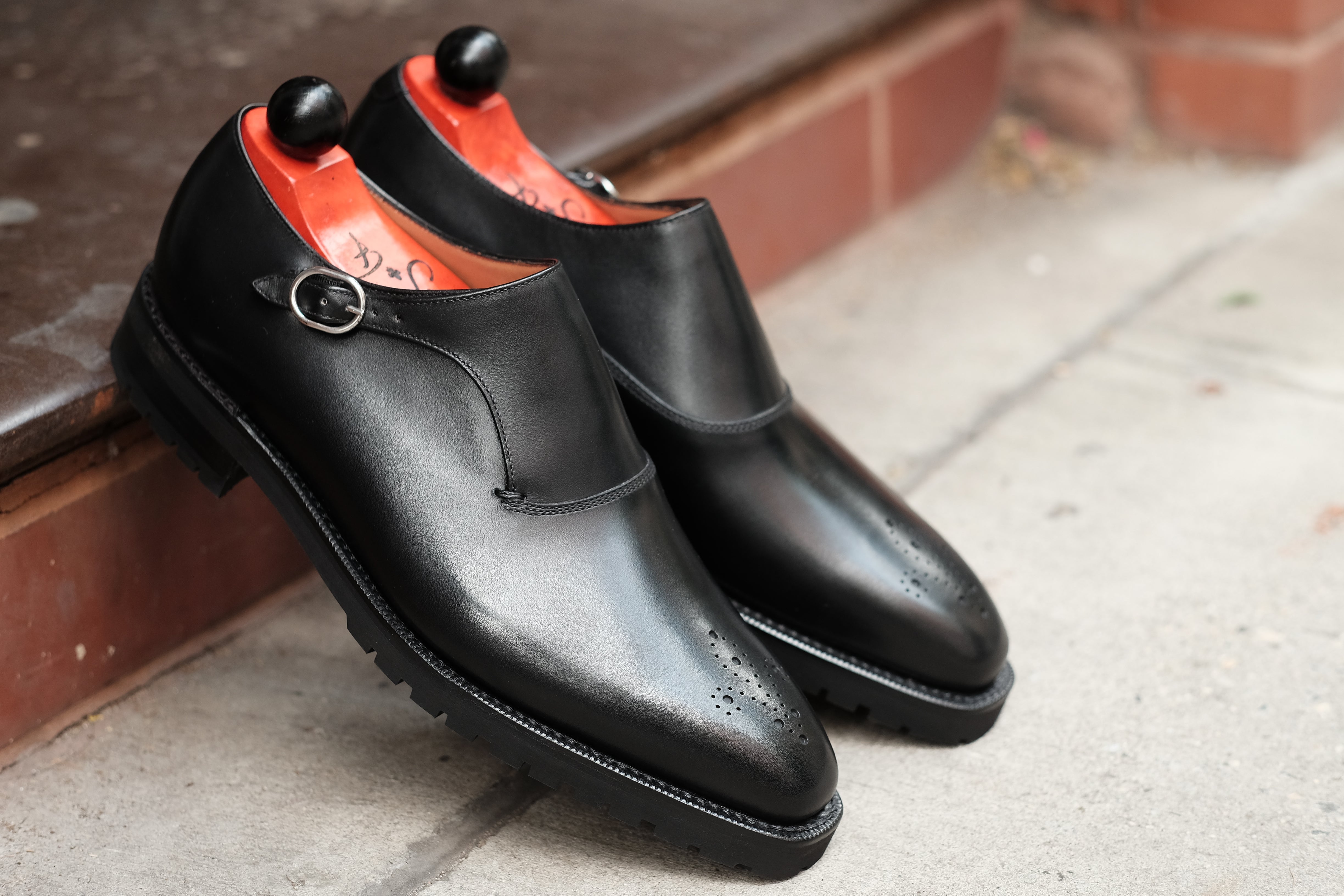 Martel - MTO - Black Calf-Made To Order Single Monkstrap Medallion-J.FitzPatrick Footwear