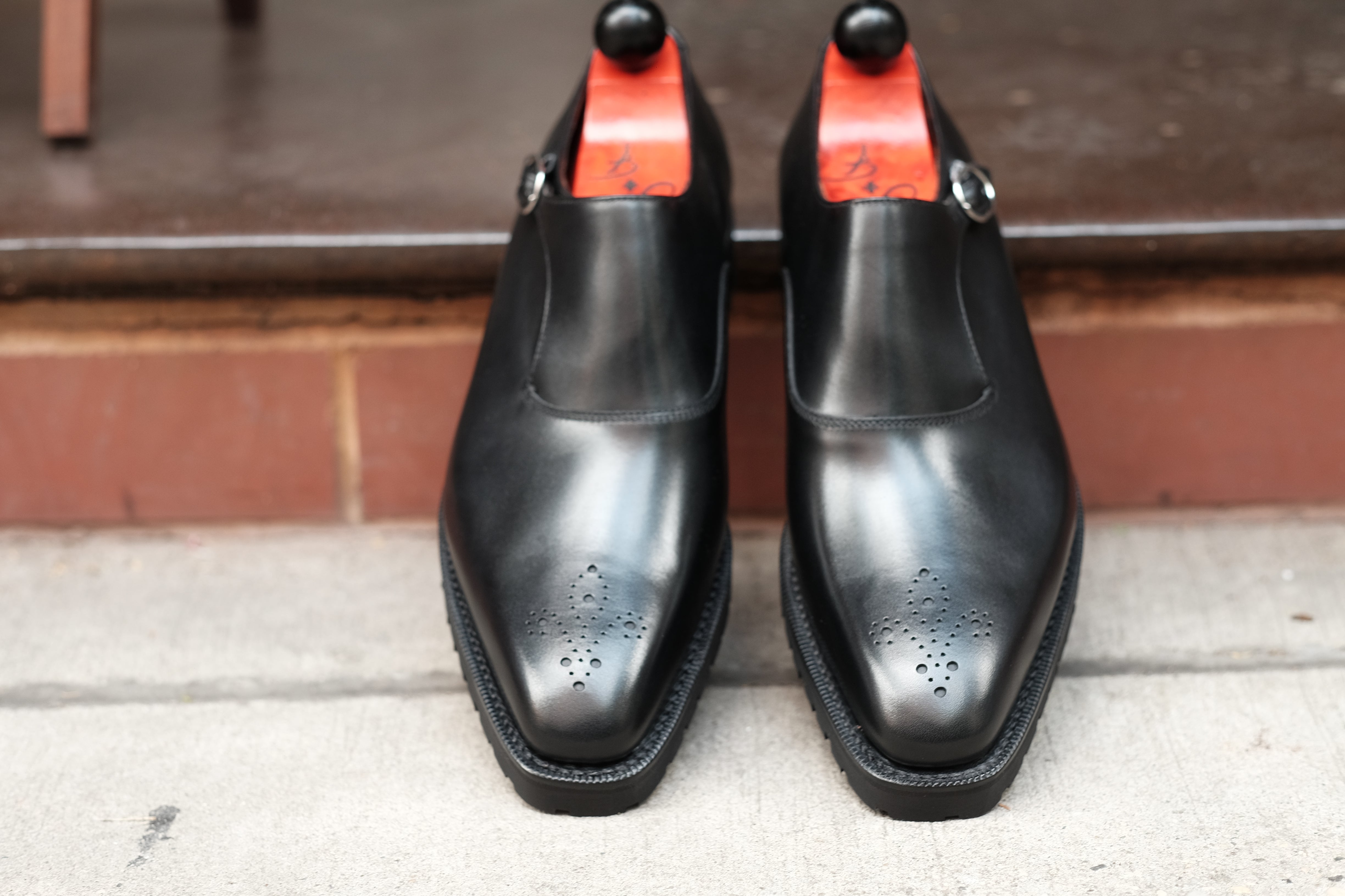 Martel - MTO - Black Calf-Made To Order Single Monkstrap Medallion-J.FitzPatrick Footwear