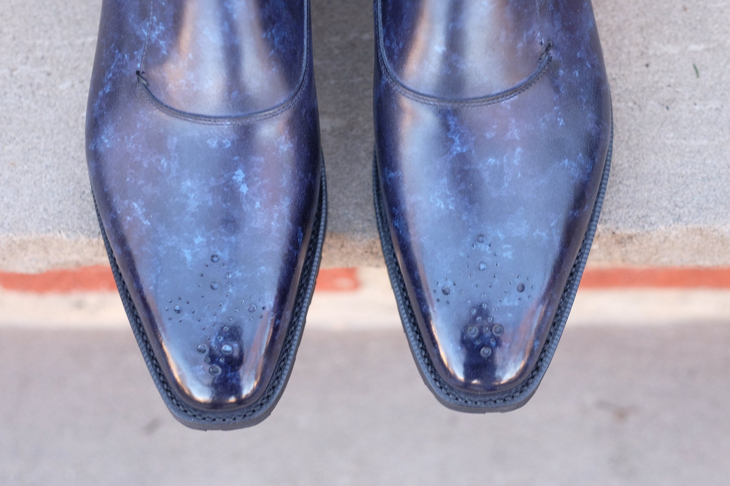Martel - Navy Marble Patina - PRE ORDER-Single Monk Straps Monkstraps-J.FitzPatrick Footwear