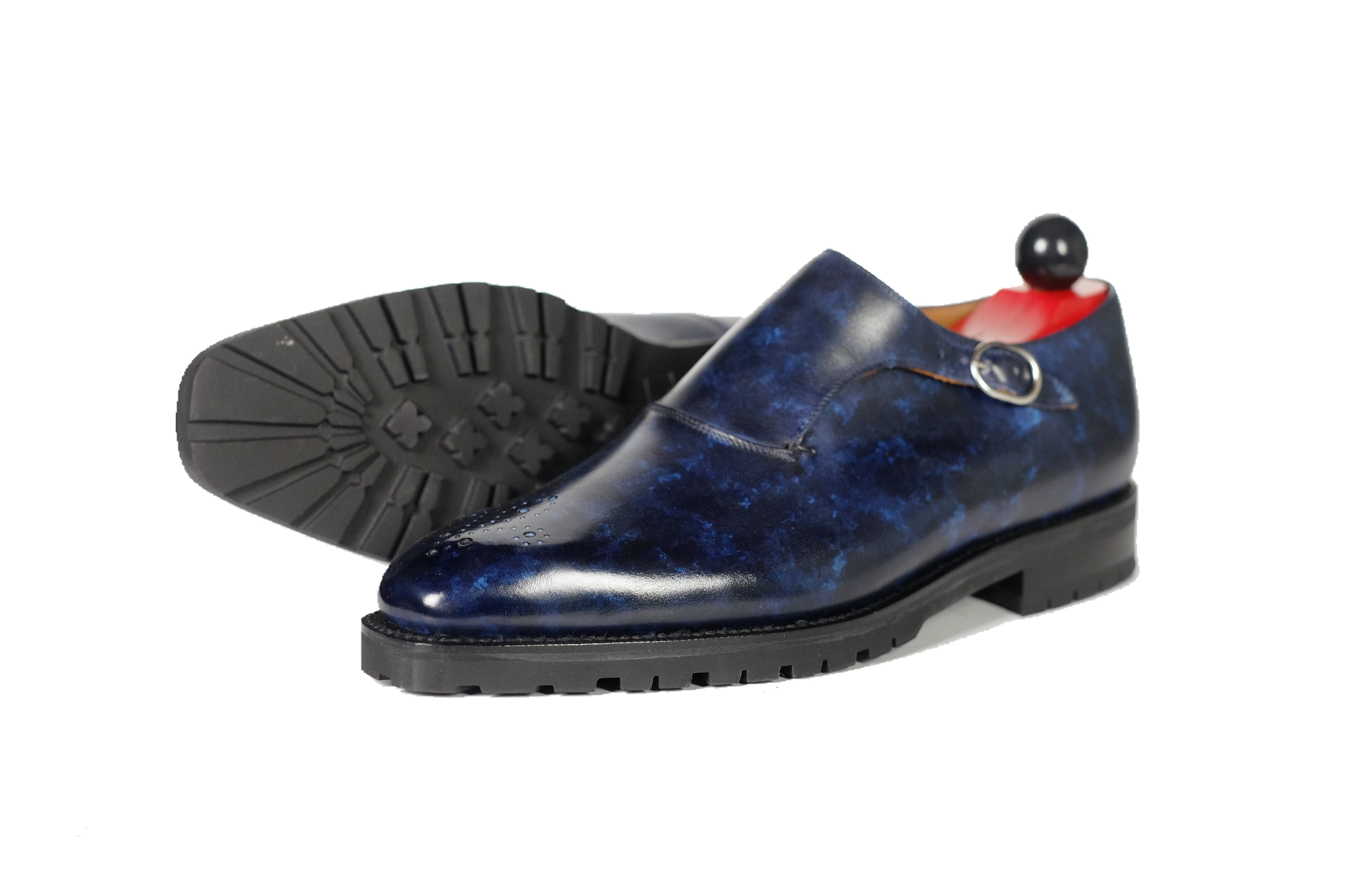 Martel - Navy Marble Patina - PRE ORDER-Single Monk Straps Monkstraps-J.FitzPatrick Footwear