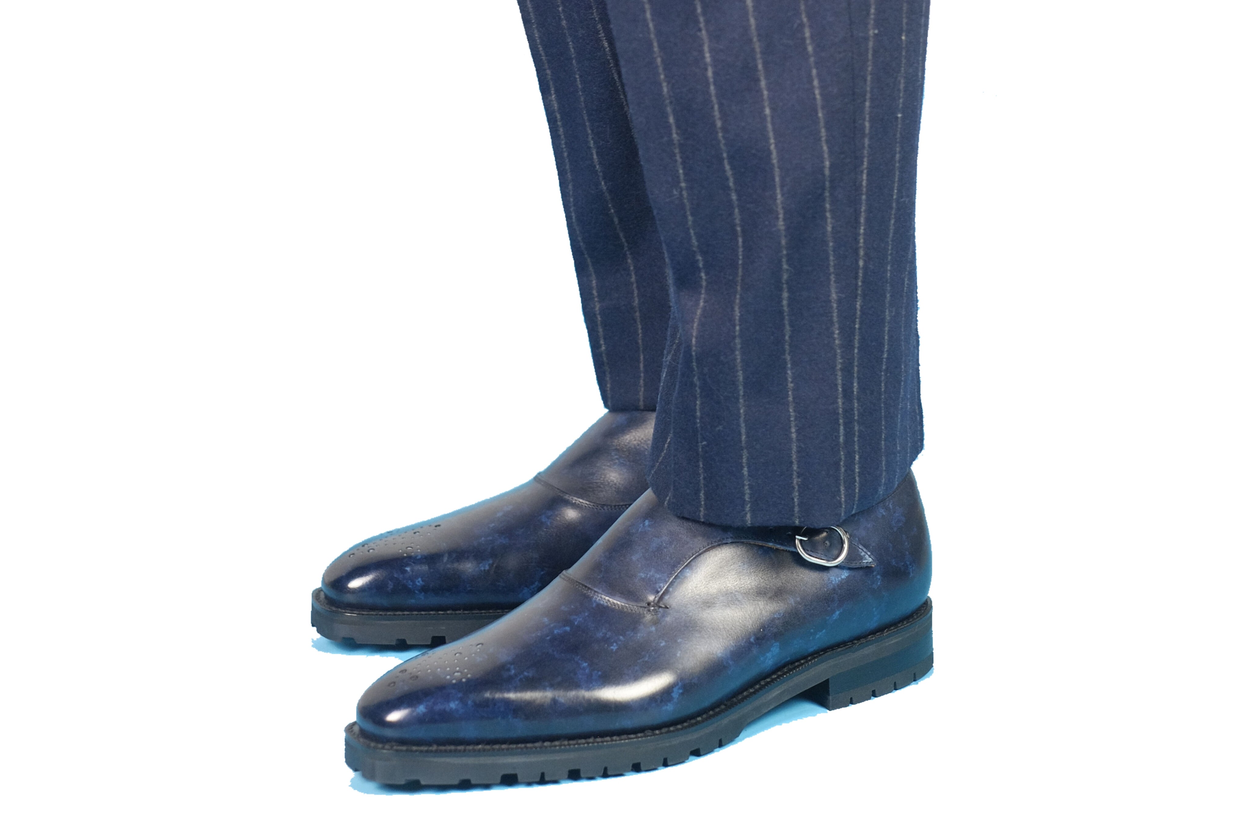 Martel - Navy Marble Patina - PRE ORDER-Single Monk Straps Monkstraps-J.FitzPatrick Footwear