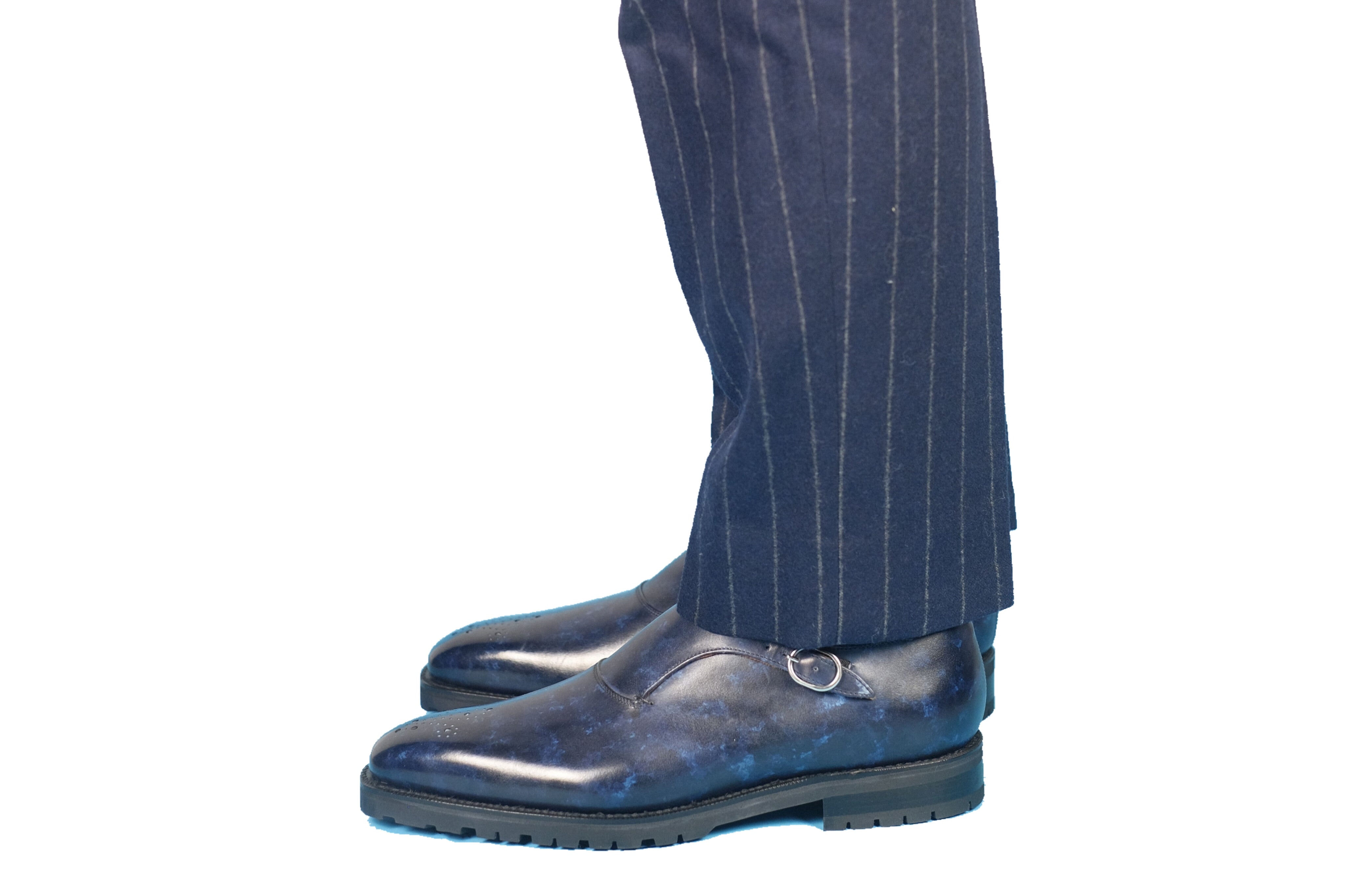 Martel - Navy Marble Patina - PRE ORDER-Single Monk Straps Monkstraps-J.FitzPatrick Footwear