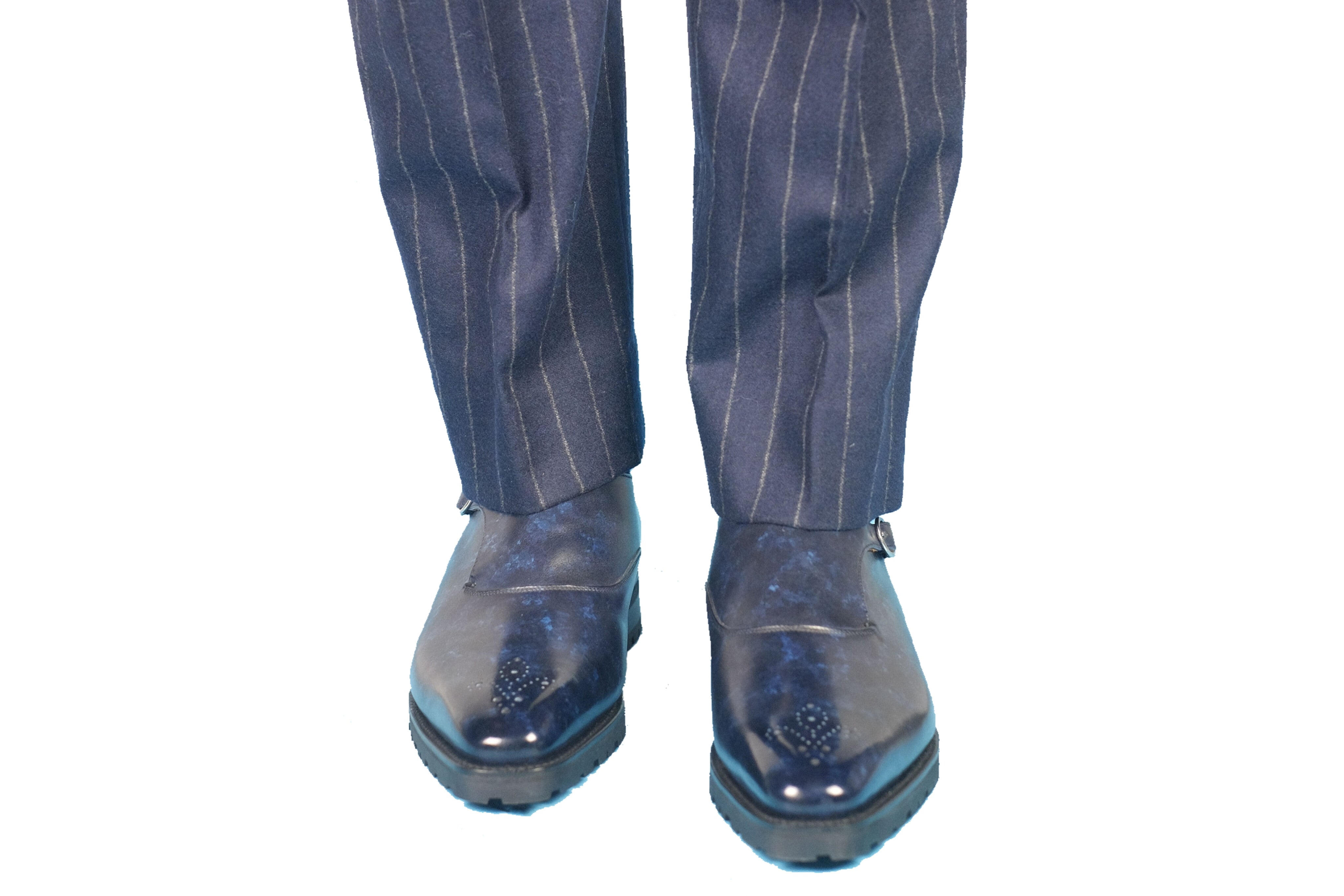 Martel - Navy Marble Patina - PRE ORDER-Single Monk Straps Monkstraps-J.FitzPatrick Footwear