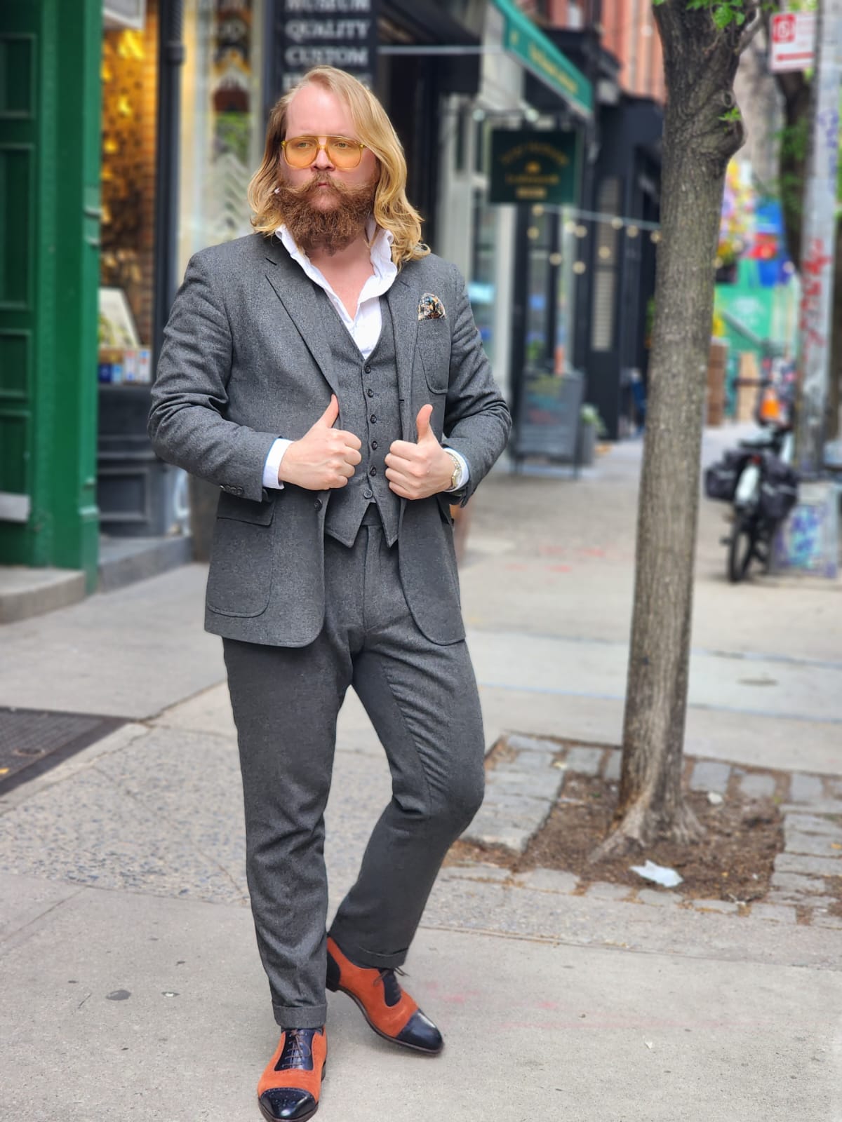 Mathew - MTO - Navy Museum Calf / Rust Suede - LPB Last - Single Leather Sole-Made To Order Cap Toe Oxfords Medallion Brogue Spectator-J.FitzPatrick Footwear