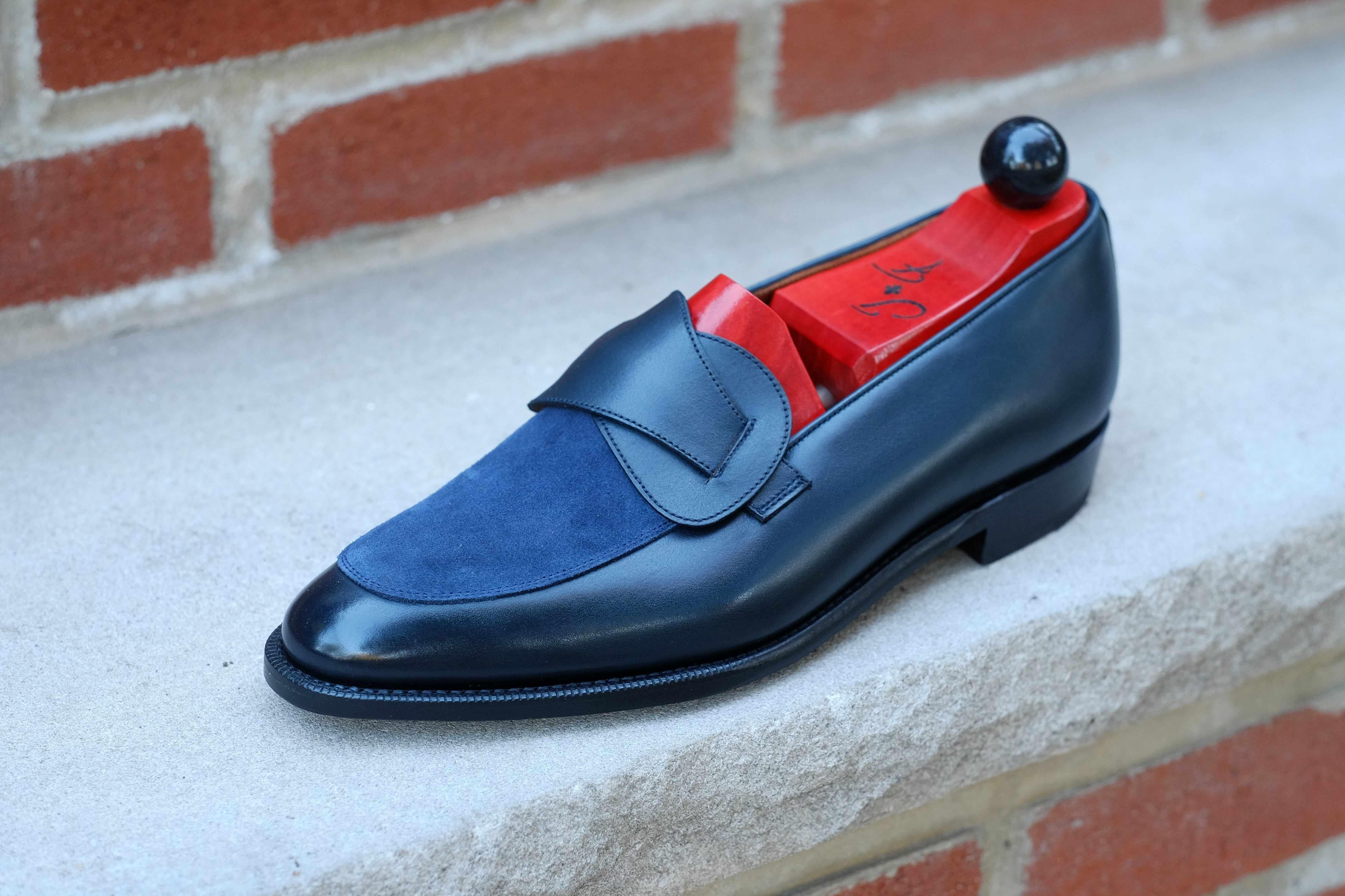 Meridian - Midnight Calf / Navy Suede-Butterfly Loafers-J.FitzPatrick Footwear