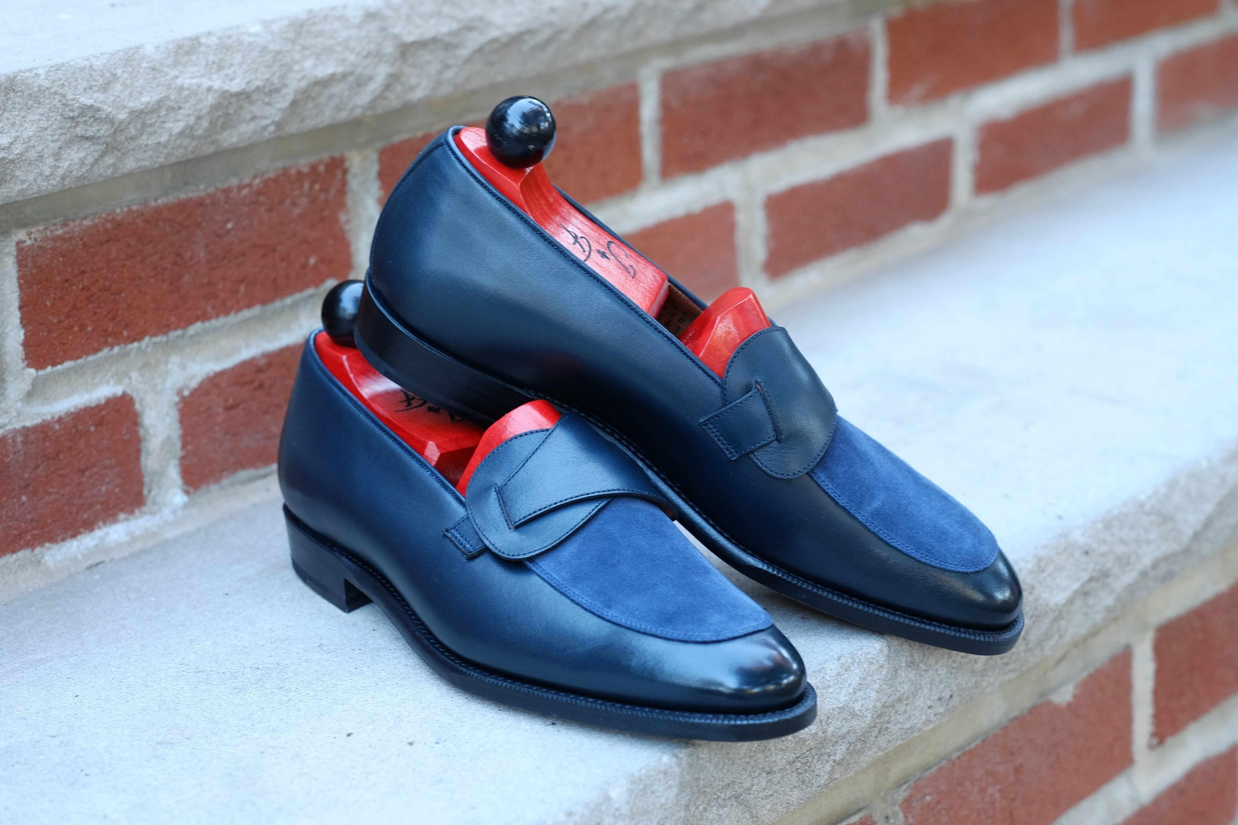 Meridian - Midnight Calf / Navy Suede-Butterfly Loafers-J.FitzPatrick Footwear