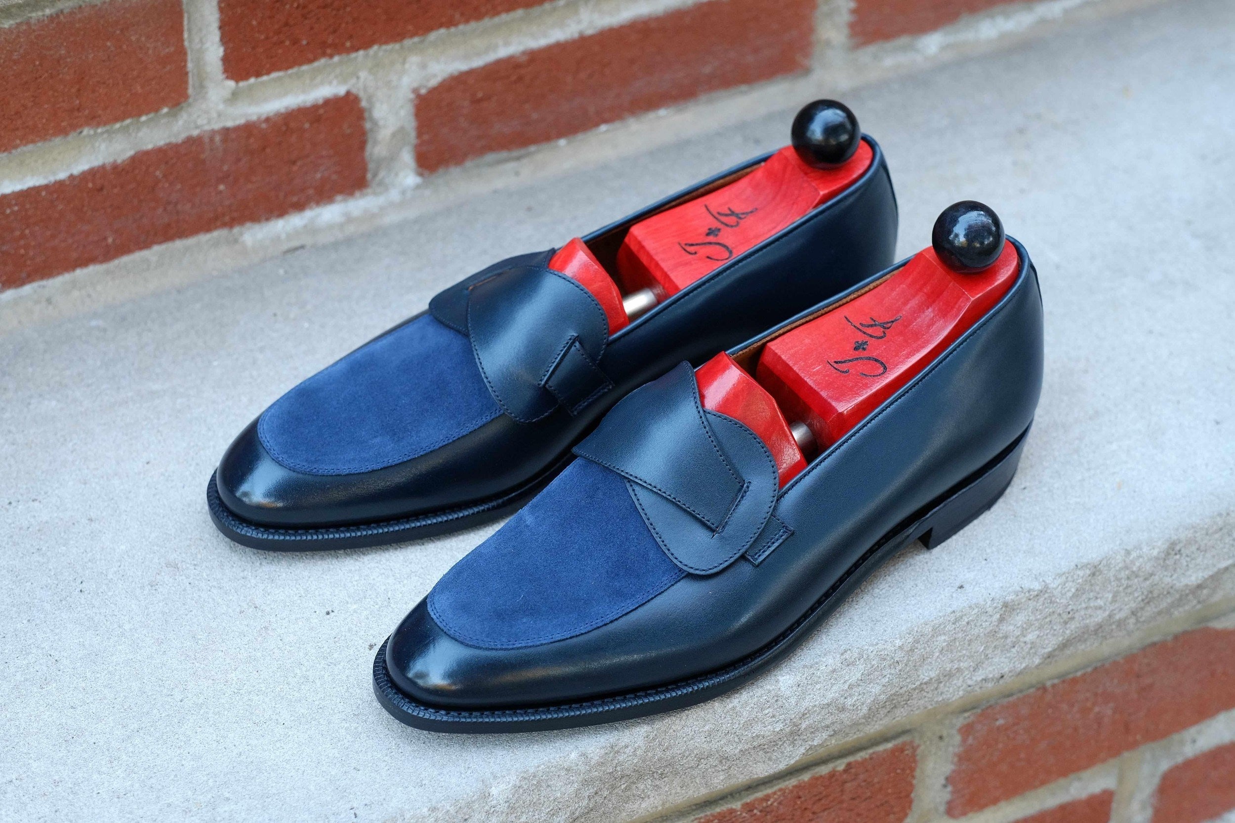 Meridian - Midnight Calf / Navy Suede-Butterfly Loafers-J.FitzPatrick Footwear