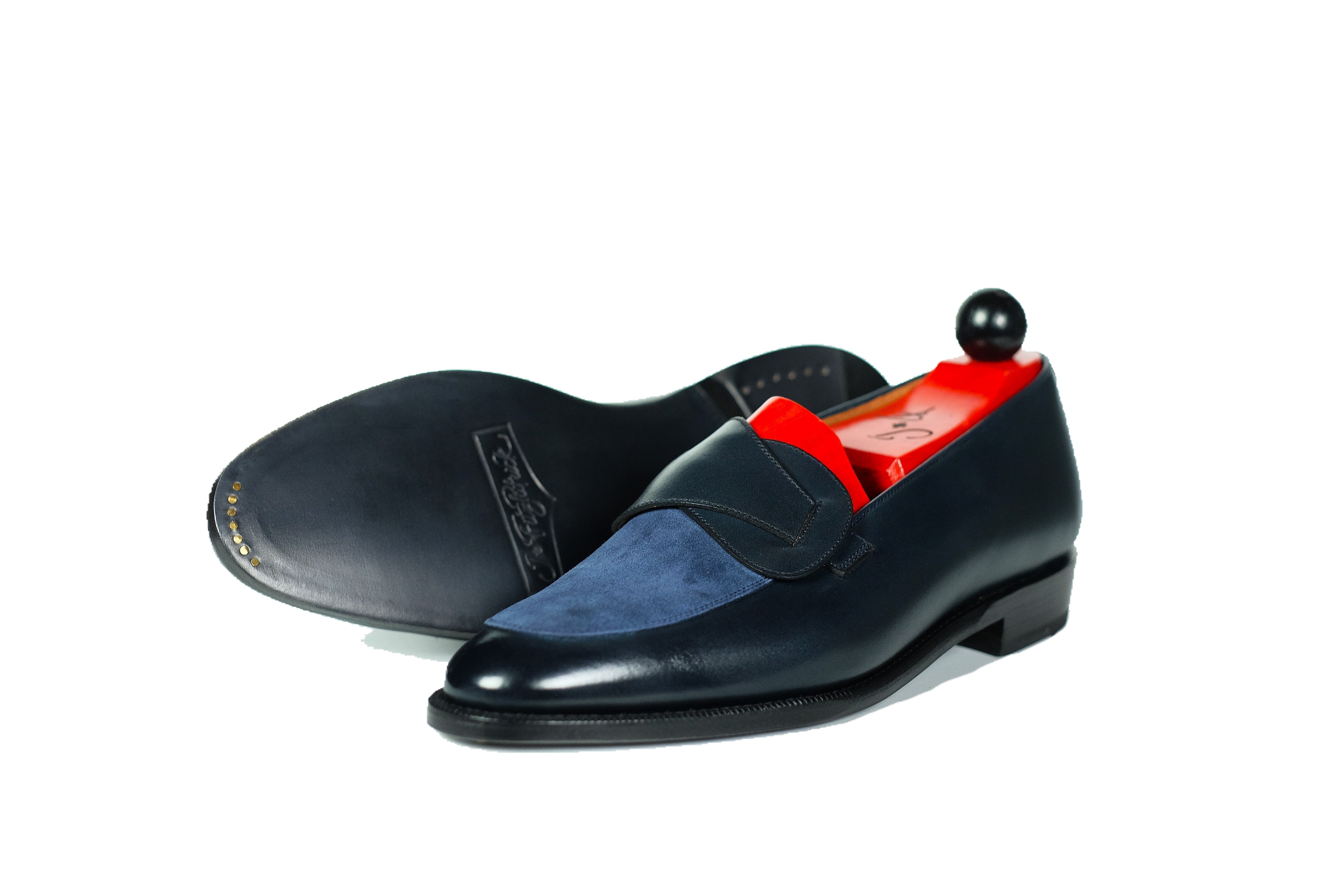 Meridian - Midnight Calf / Navy Suede-Butterfly Loafers-J.FitzPatrick Footwear