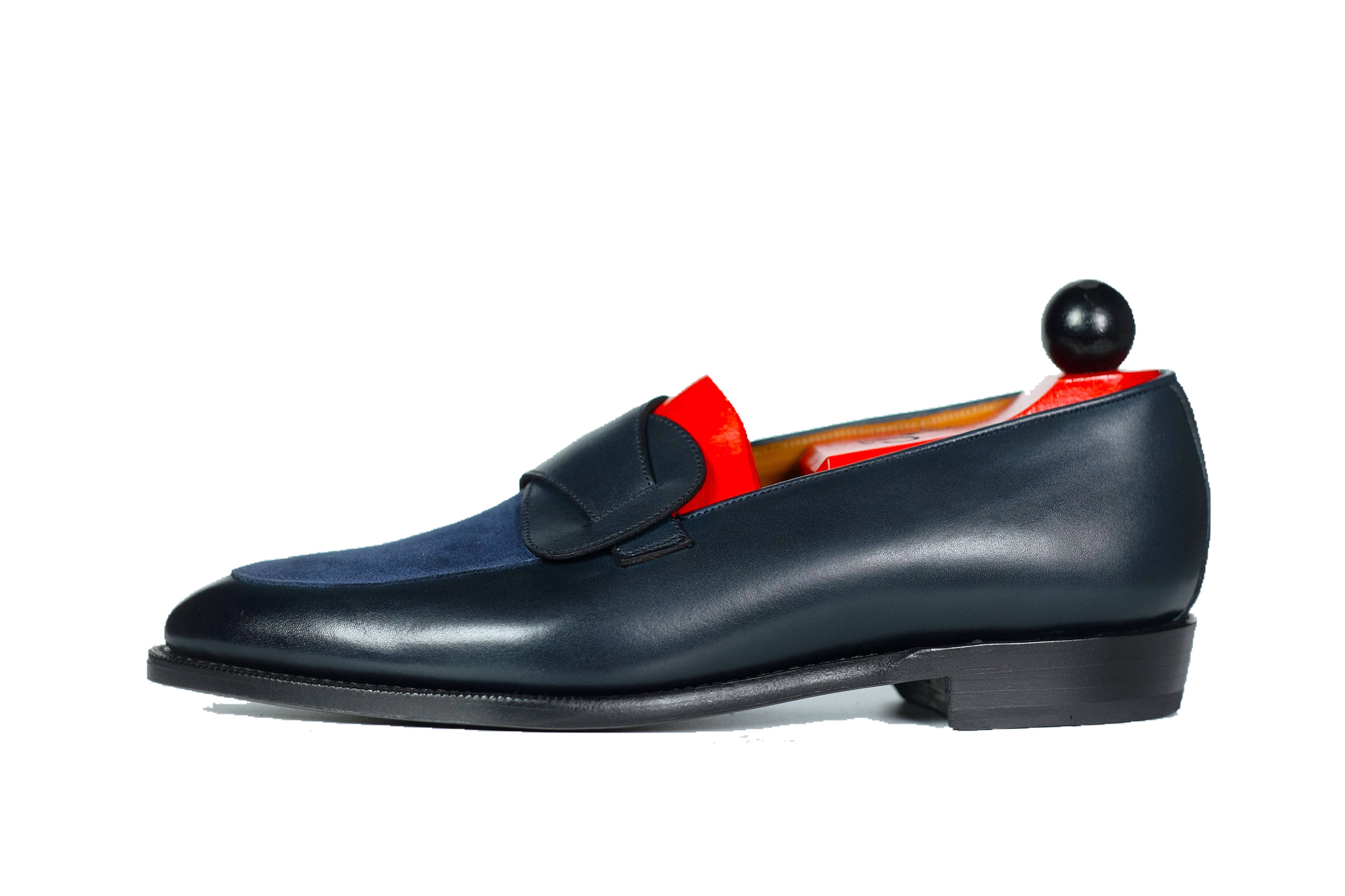 Meridian - Midnight Calf / Navy Suede-Butterfly Loafers-J.FitzPatrick Footwear