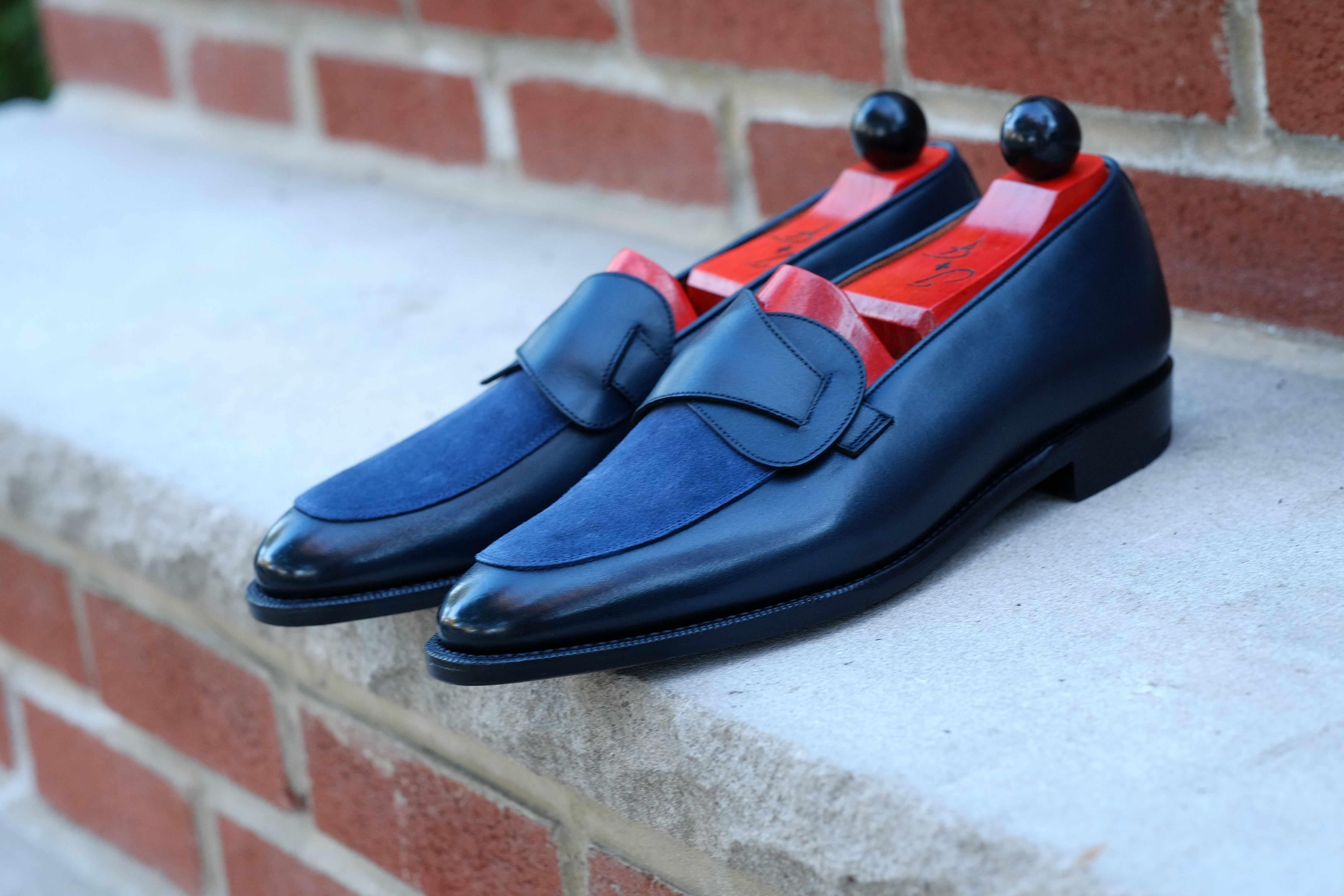 Meridian - Midnight Calf / Navy Suede-Butterfly Loafers-J.FitzPatrick Footwear
