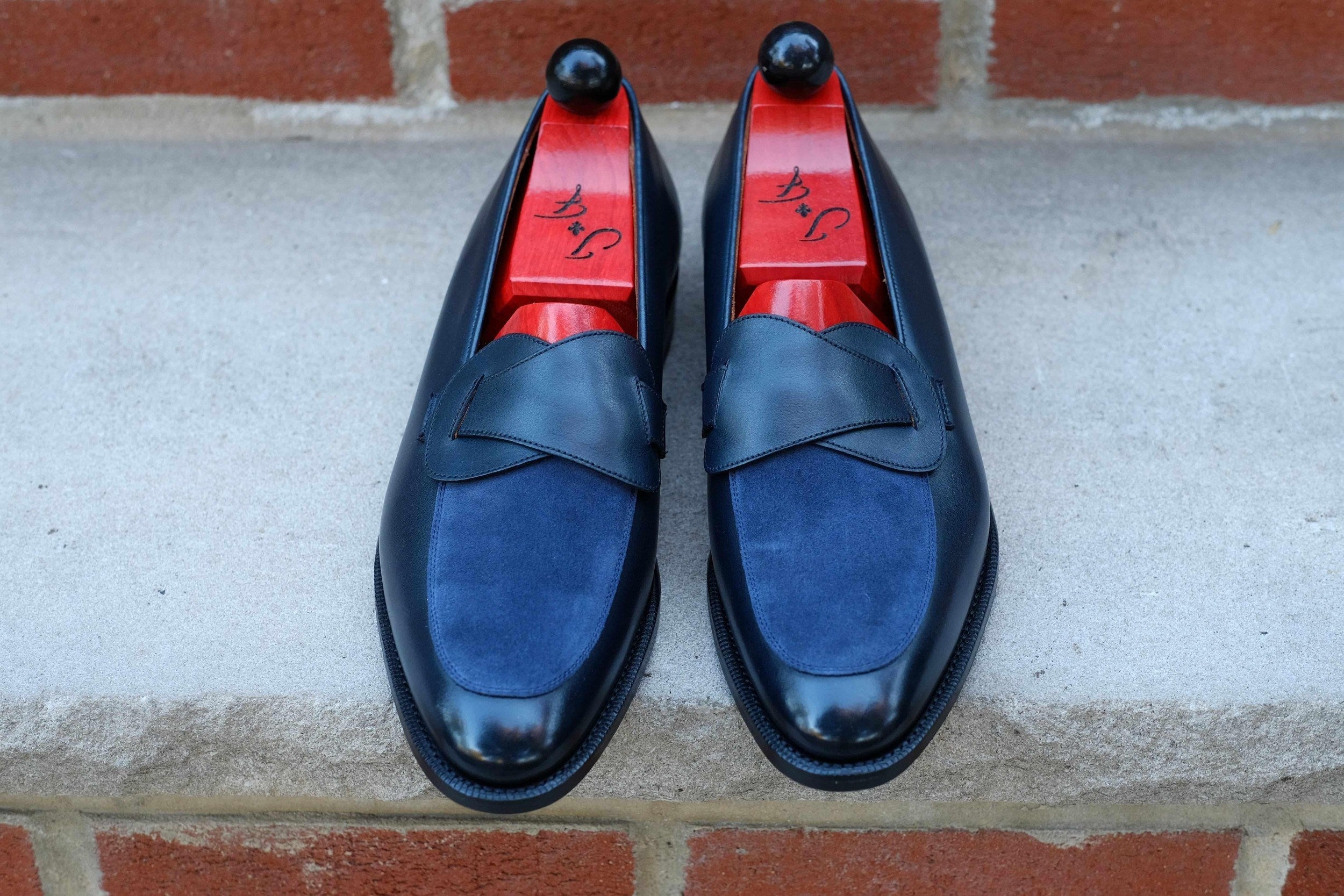 Meridian - Midnight Calf / Navy Suede-Butterfly Loafers-J.FitzPatrick Footwear