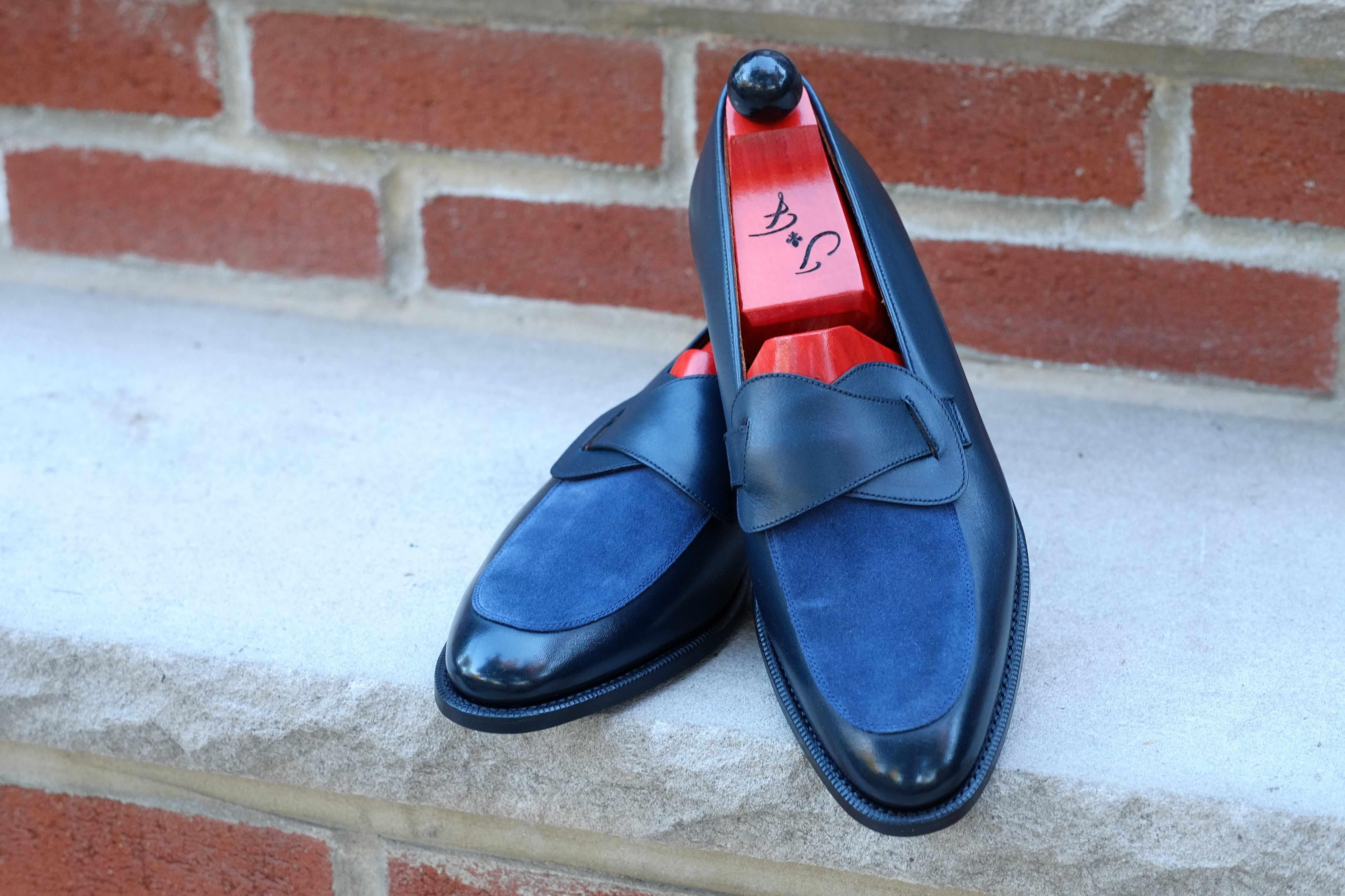 Meridian - Midnight Calf / Navy Suede-Butterfly Loafers-J.FitzPatrick Footwear