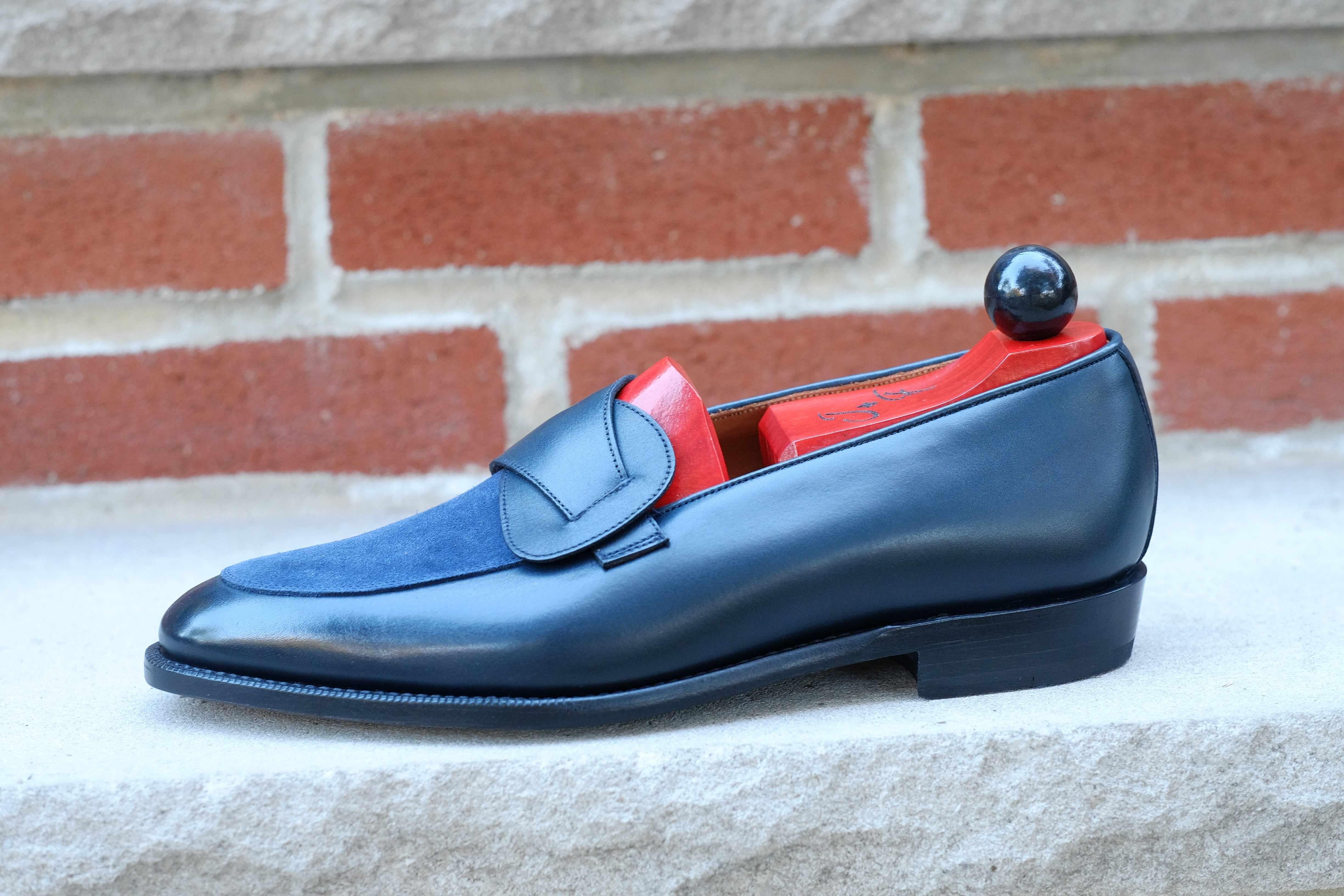 Meridian - Midnight Calf / Navy Suede-Butterfly Loafers-J.FitzPatrick Footwear