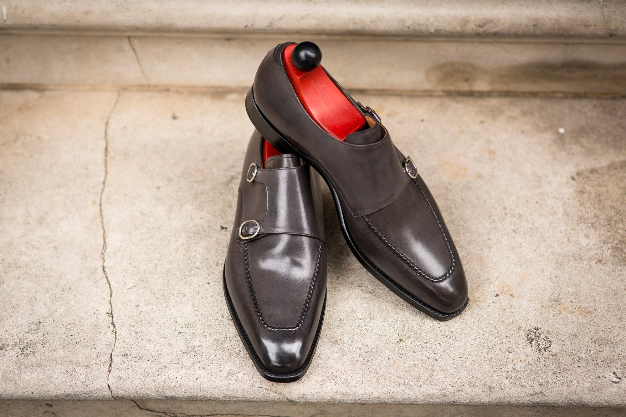 Montlake - MTO - Shaded Grey Calf-Made To Order Double Monkstrap Hand Stitched-J.FitzPatrick Footwear