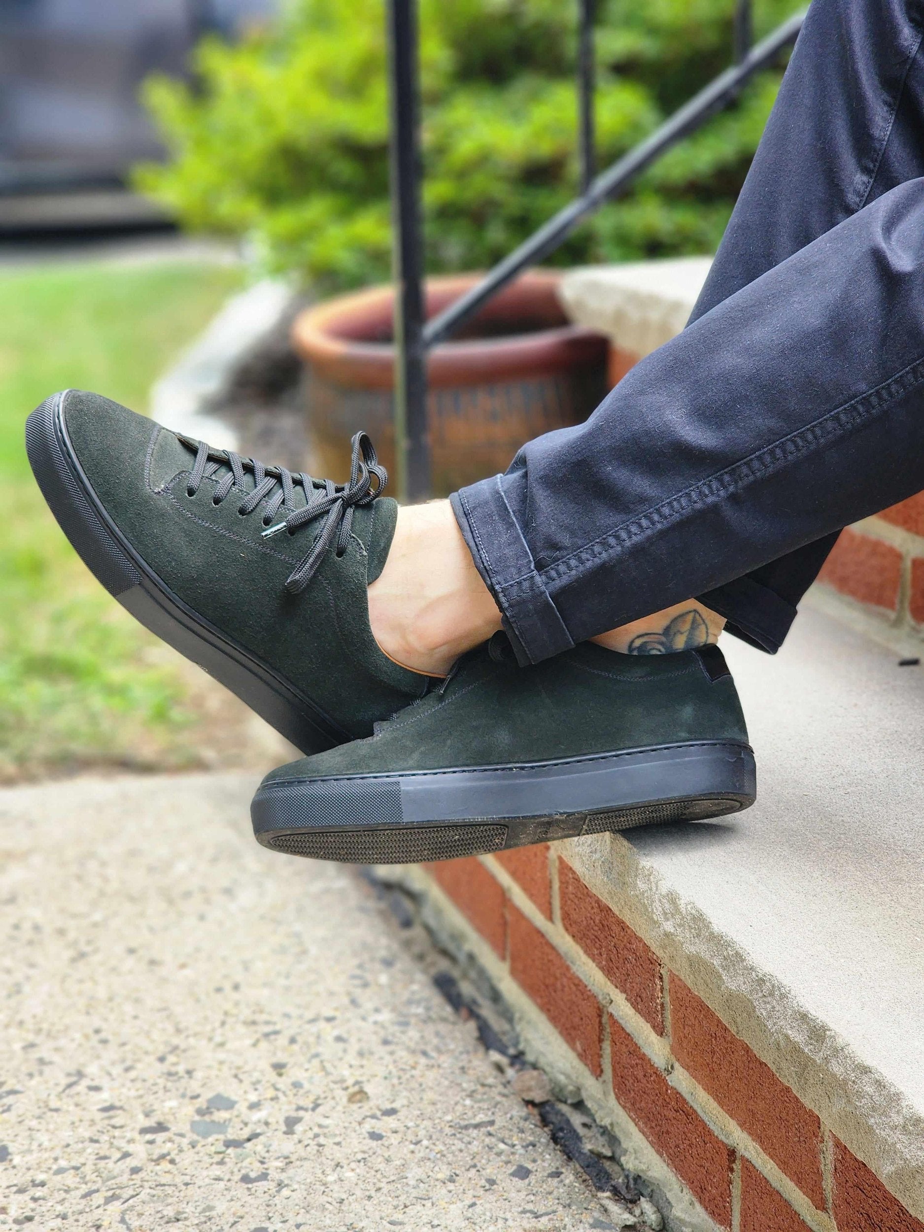 Olympia - Kale Suede / Black Sole-Plimsoll Lace Up Laceup Sneakers-J.FitzPatrick Footwear