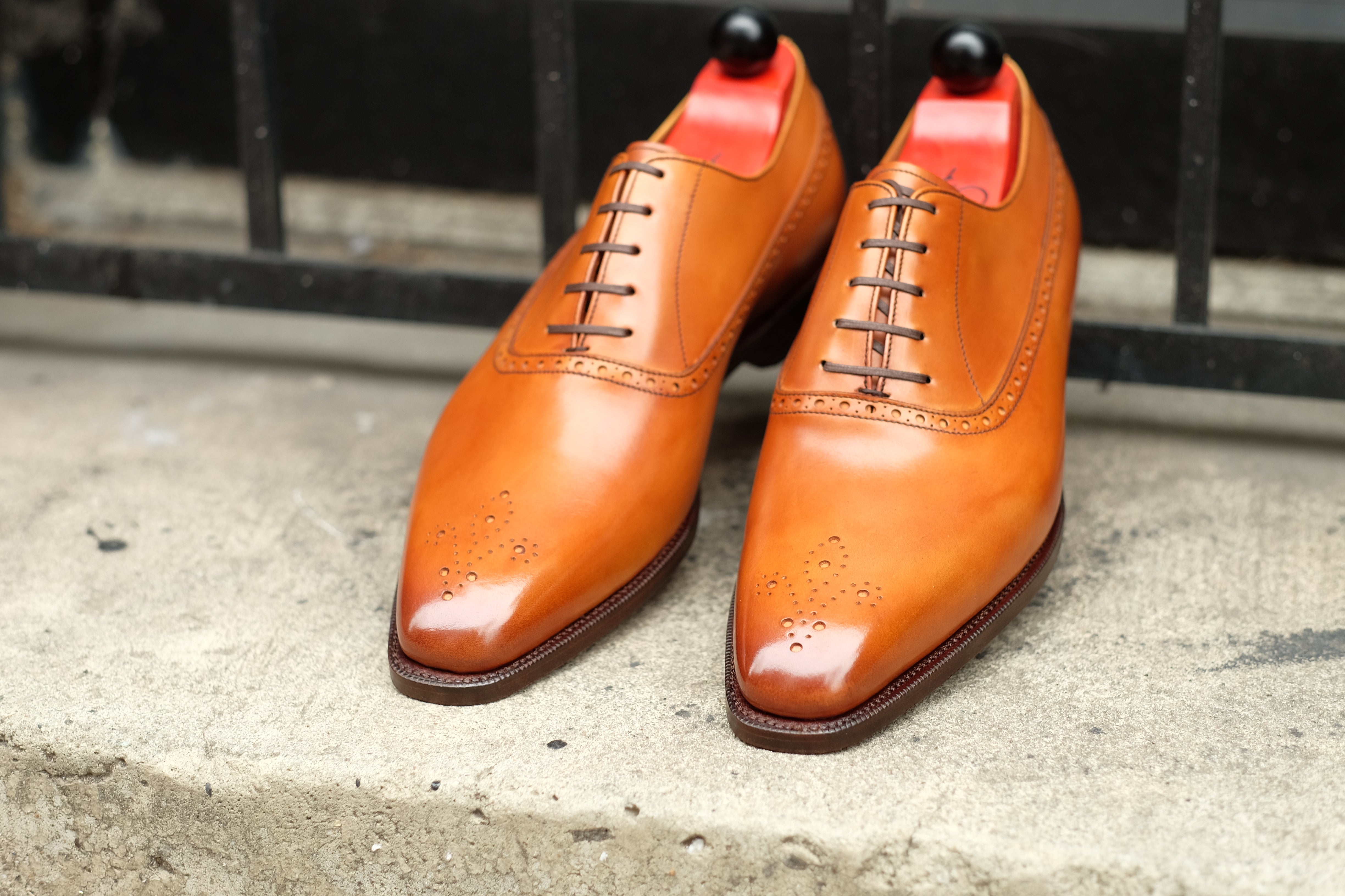 Parkwood - MTO - Golden Burnished Tan Calf - LPB Last - Single Leather Sole-Made To Order Oxfords Medallion Balmoral-J.FitzPatrick Footwear