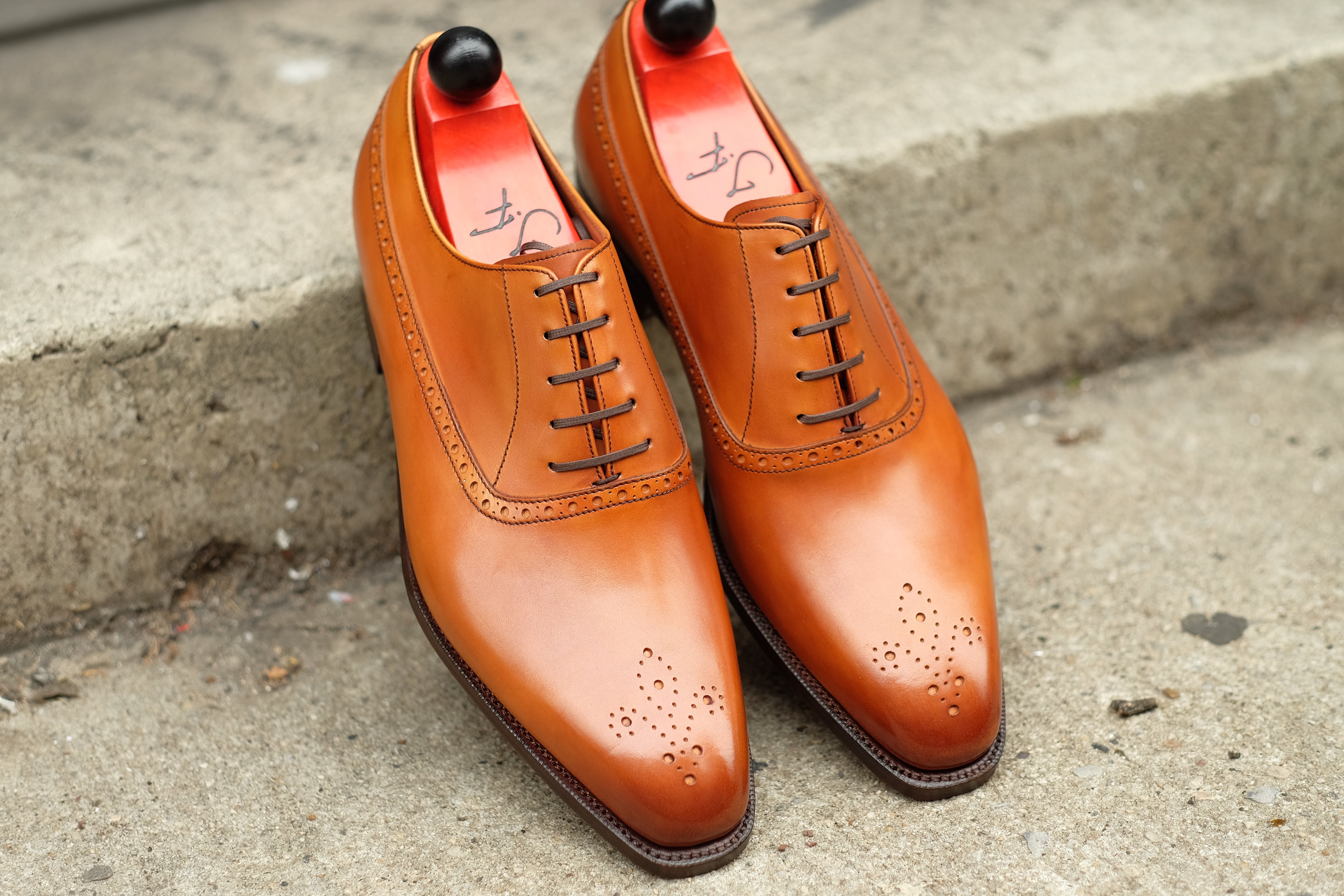 Parkwood - MTO - Golden Burnished Tan Calf - LPB Last - Single Leather Sole-Made To Order Oxfords Medallion Balmoral-J.FitzPatrick Footwear