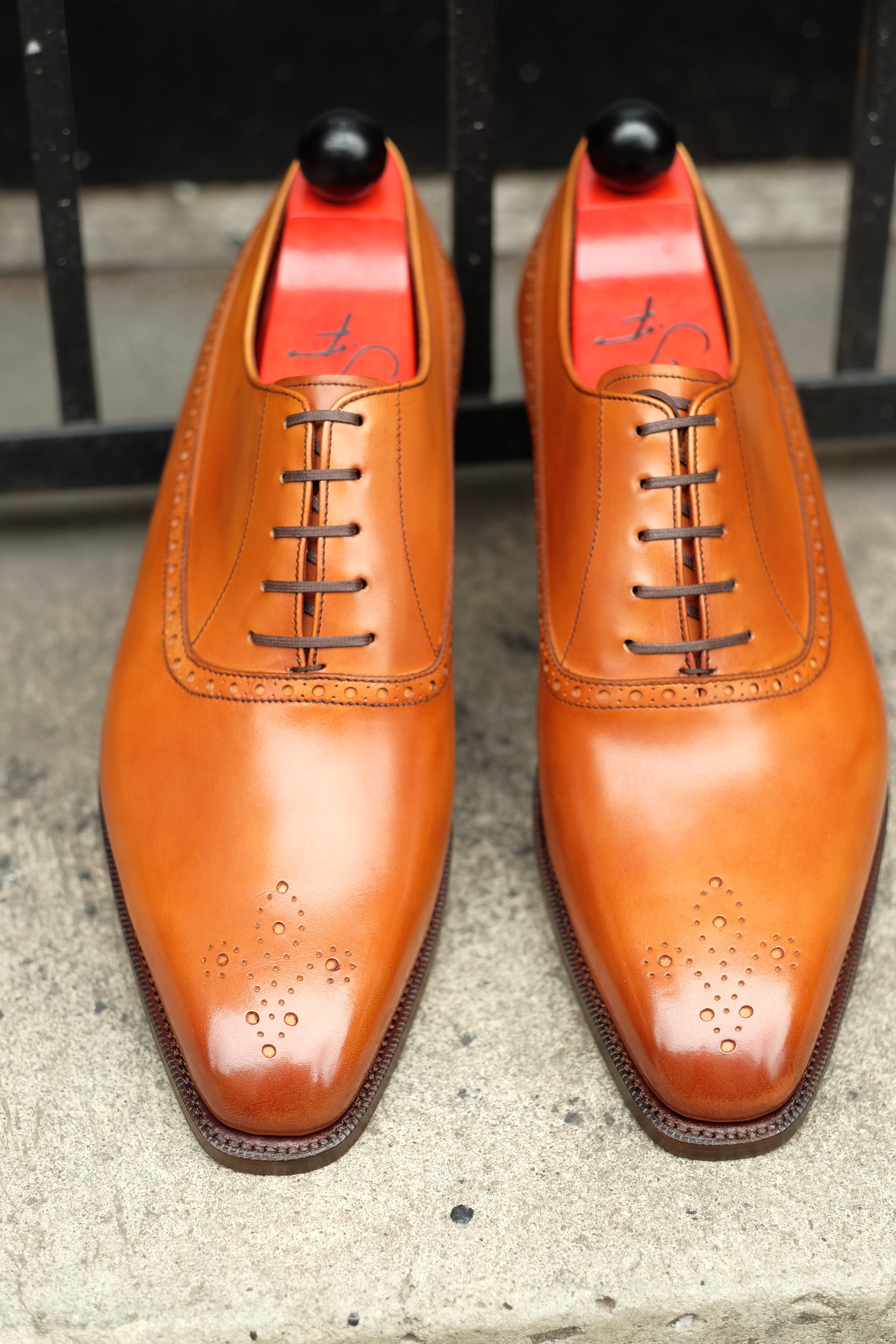 Parkwood - MTO - Golden Burnished Tan Calf - LPB Last - Single Leather Sole-Made To Order Oxfords Medallion Balmoral-J.FitzPatrick Footwear