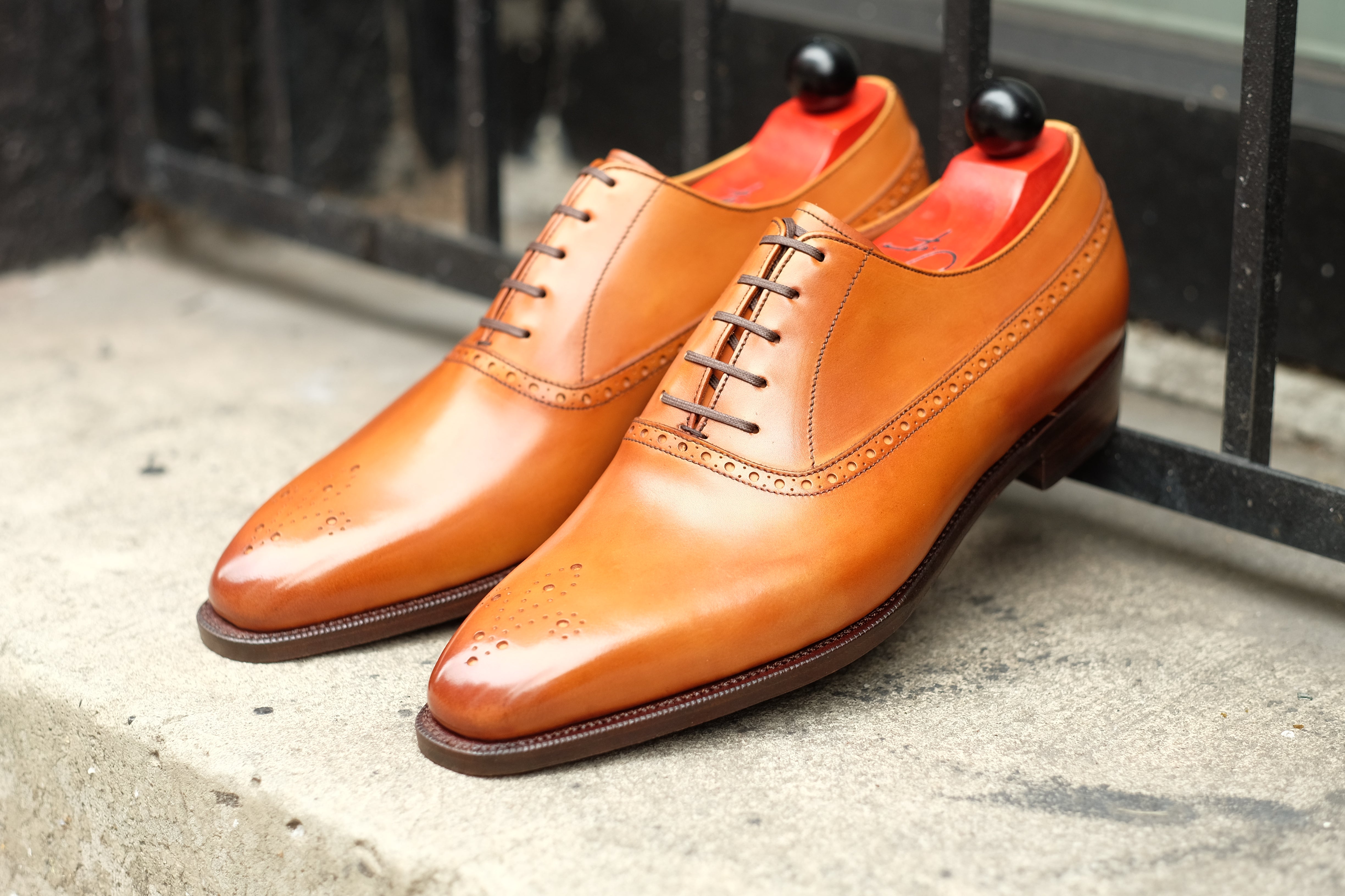 Parkwood - MTO - Golden Burnished Tan Calf - LPB Last - Single Leather Sole-Made To Order Oxfords Medallion Balmoral-J.FitzPatrick Footwear