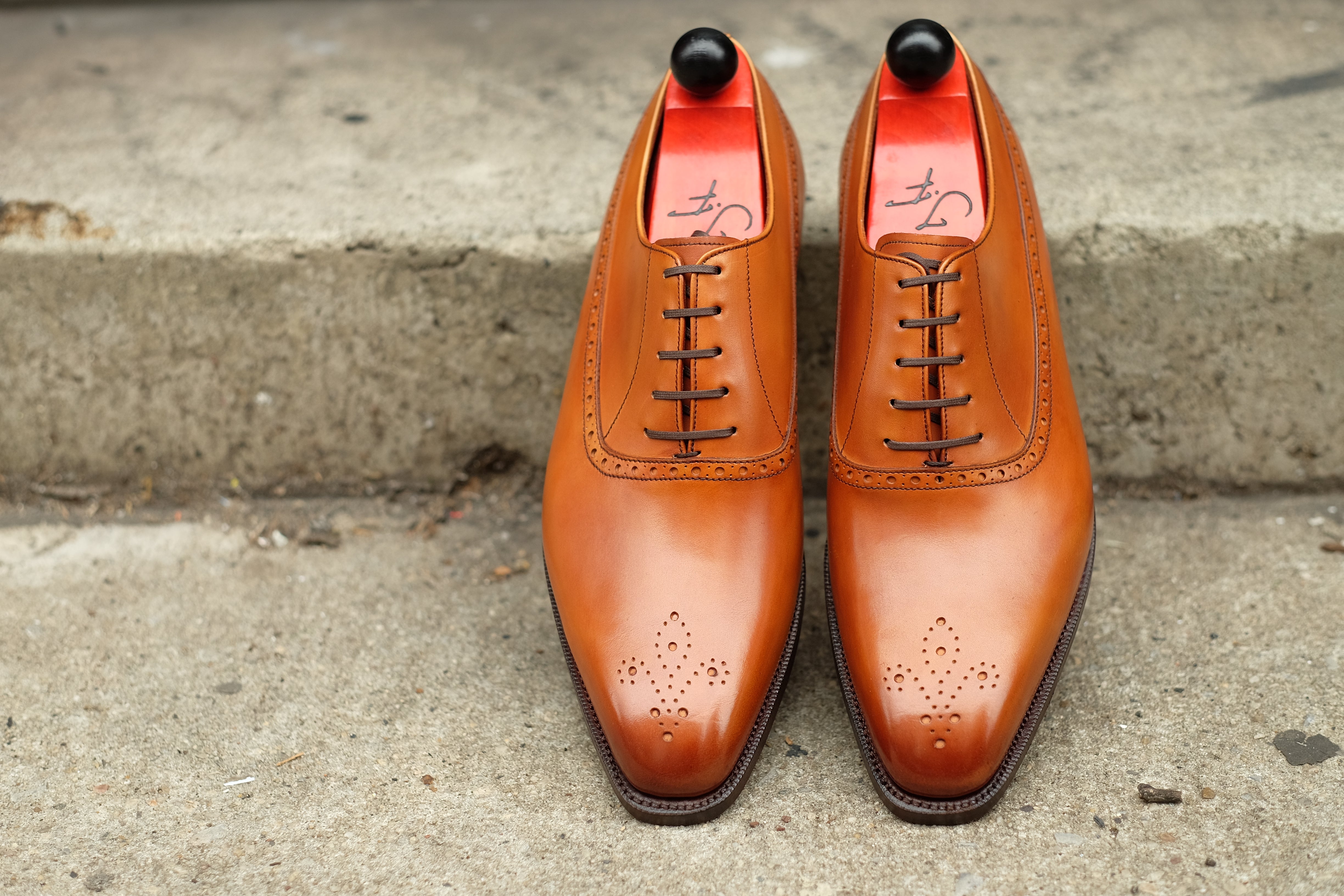 Parkwood - MTO - Golden Burnished Tan Calf - LPB Last - Single Leather Sole-Made To Order Oxfords Medallion Balmoral-J.FitzPatrick Footwear