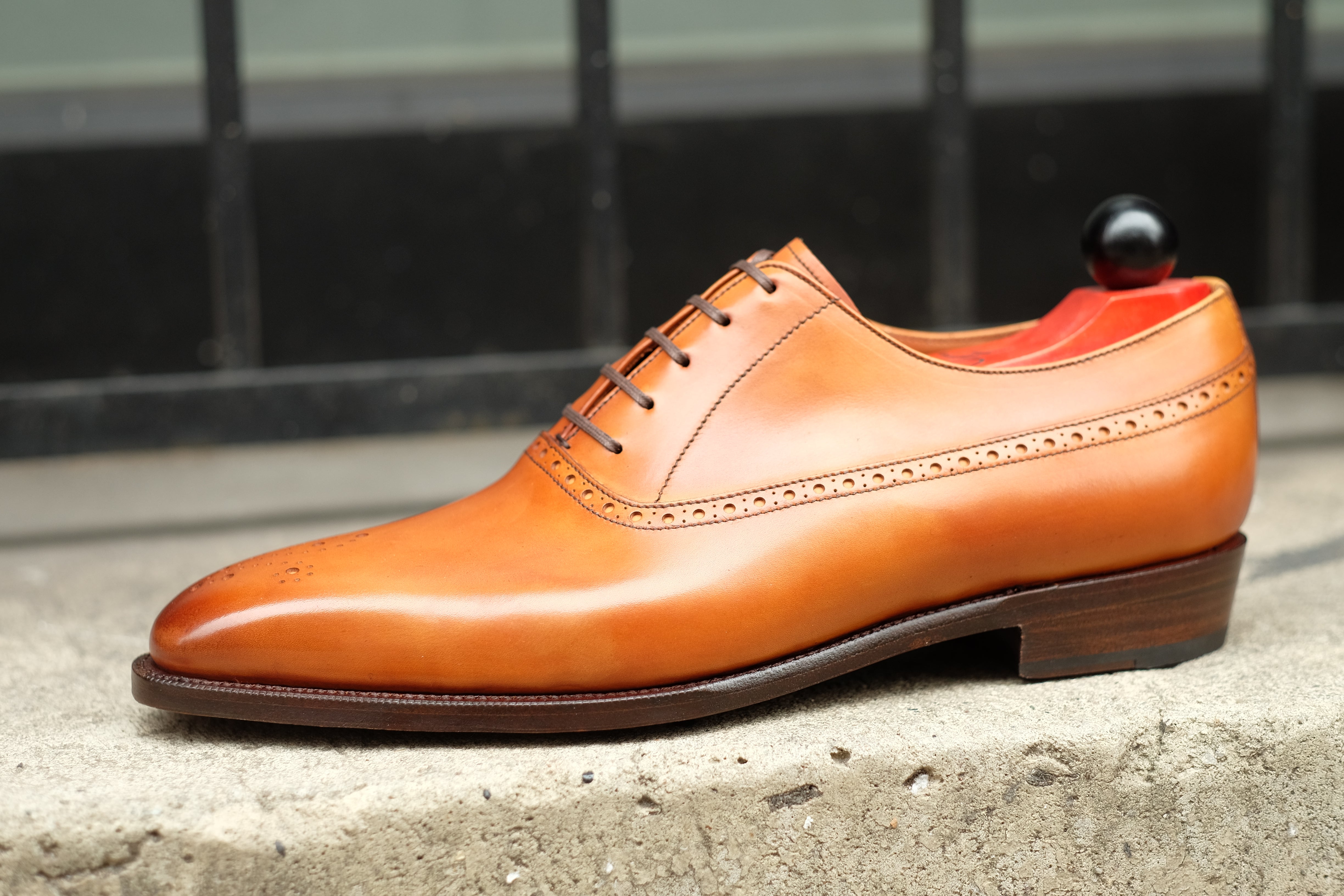 Parkwood - MTO - Golden Burnished Tan Calf - LPB Last - Single Leather Sole-Made To Order Oxfords Medallion Balmoral-J.FitzPatrick Footwear
