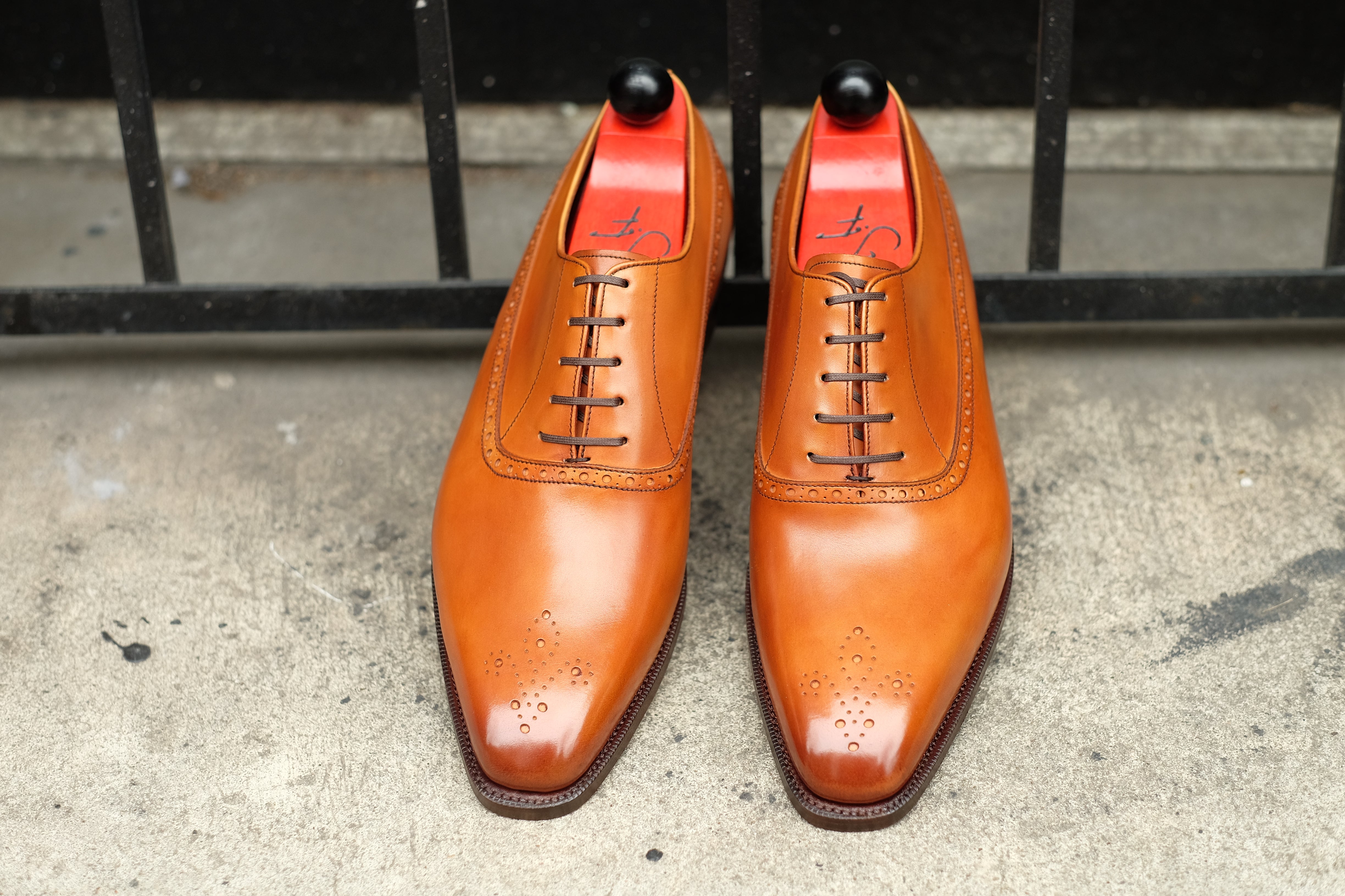 Parkwood - MTO - Golden Burnished Tan Calf - LPB Last - Single Leather Sole-Made To Order Oxfords Medallion Balmoral-J.FitzPatrick Footwear