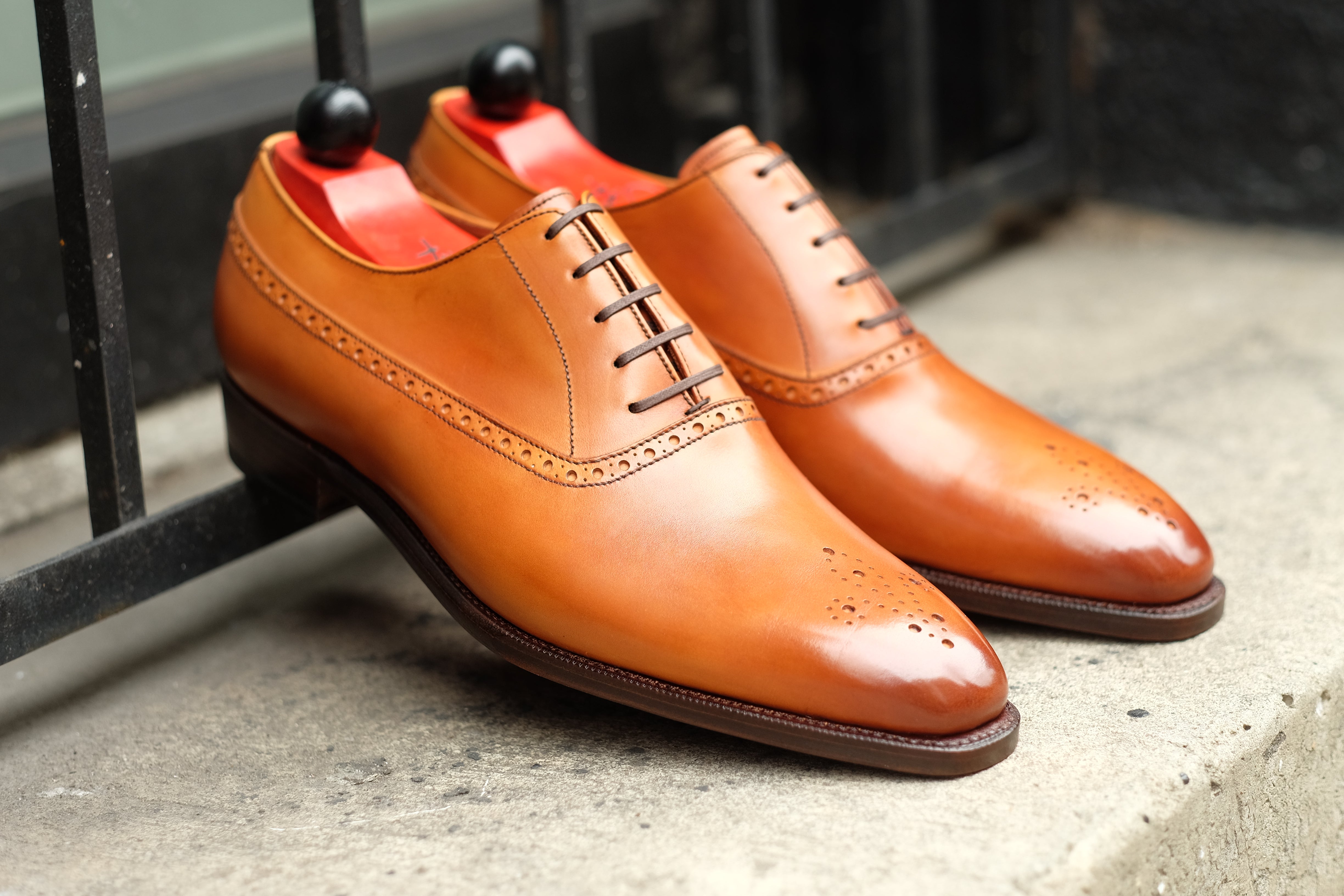 Parkwood - MTO - Golden Burnished Tan Calf - LPB Last - Single Leather Sole-Made To Order Oxfords Medallion Balmoral-J.FitzPatrick Footwear