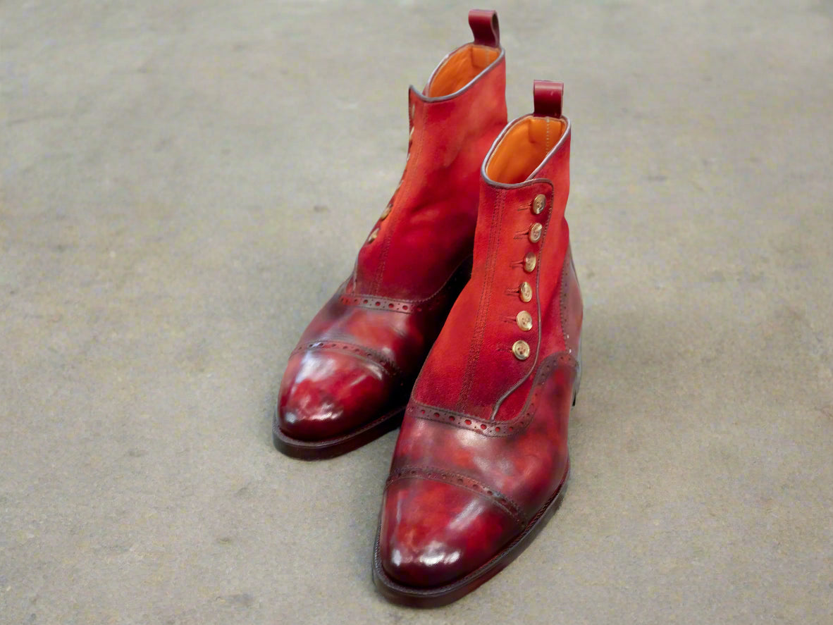 Patina Carnation - MTO - Puyallup Redux-Made To Order Button Boot Cap Toe Brogue-J.FitzPatrick Footwear