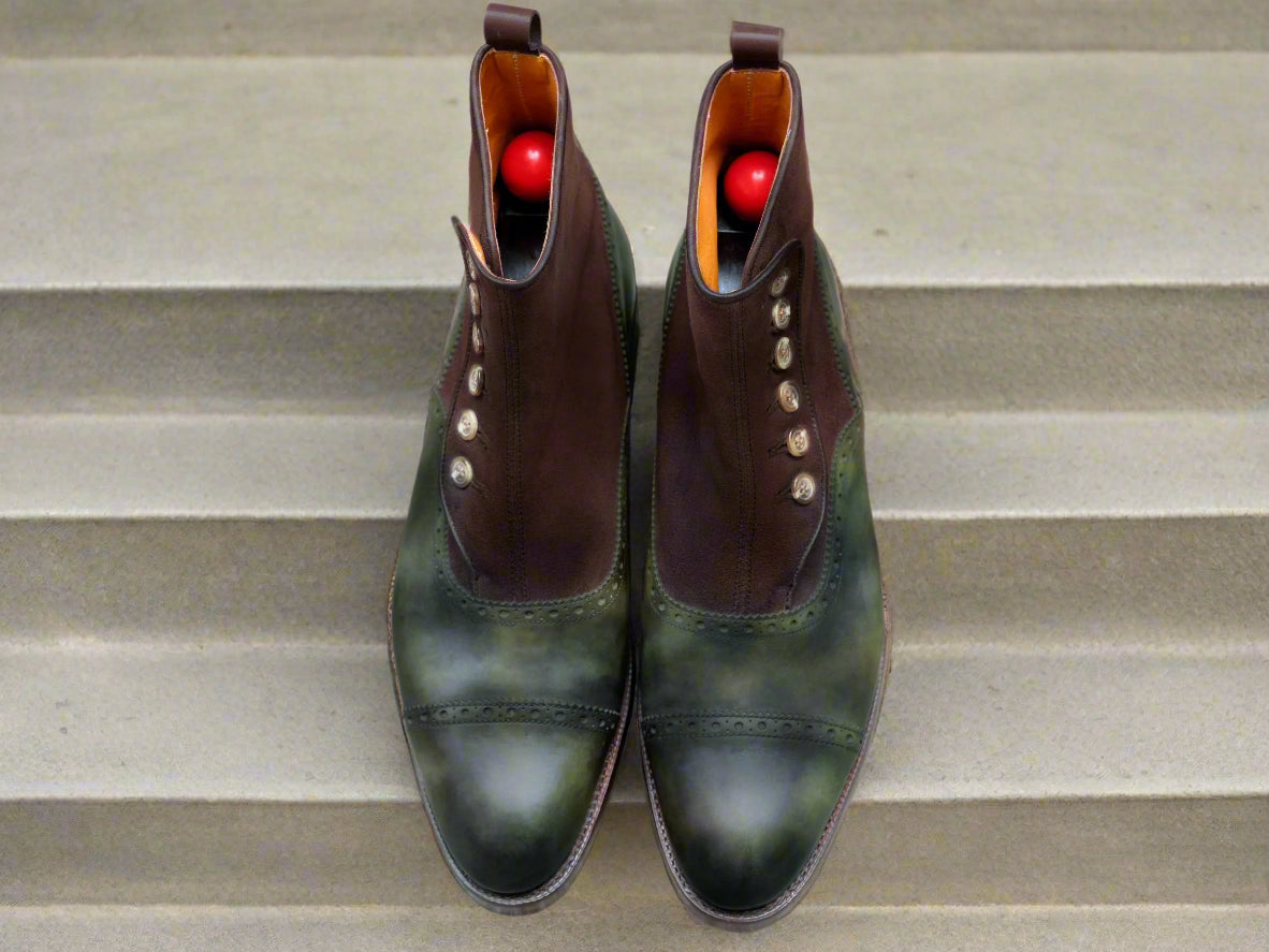 Patina Cattail - MTO - Puyallup Redux-Made To Order Button Boot Cap Toe Brogue-J.FitzPatrick Footwear