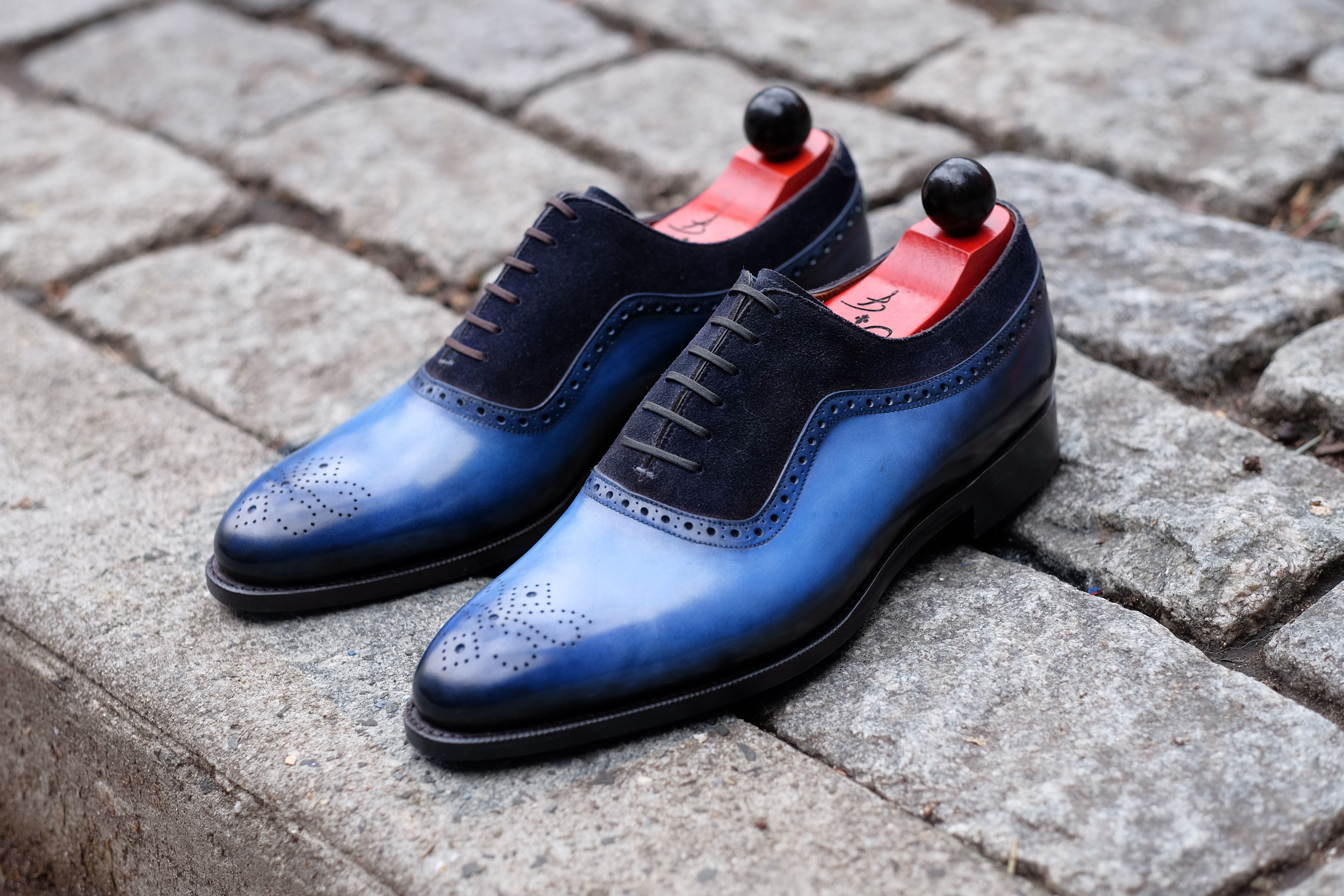 Patina Light Blue Sunset - MTO - Roosevelt-Made To Order Oxfords Custom Patina-J.FitzPatrick Footwear