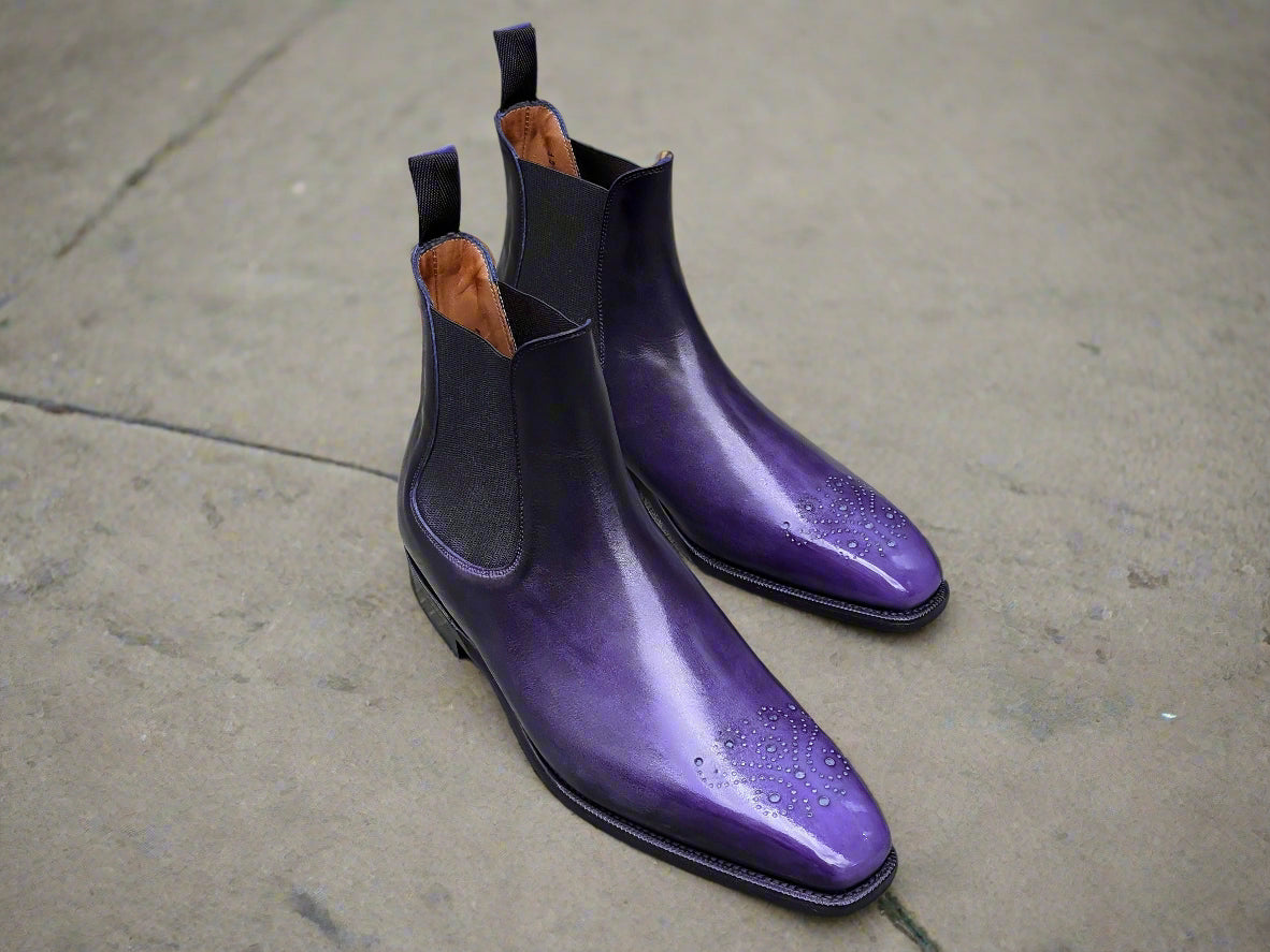 Patina Reverse Amethyst - MTO - Highland-Made To Order Chelsea Boots-J.FitzPatrick Footwear