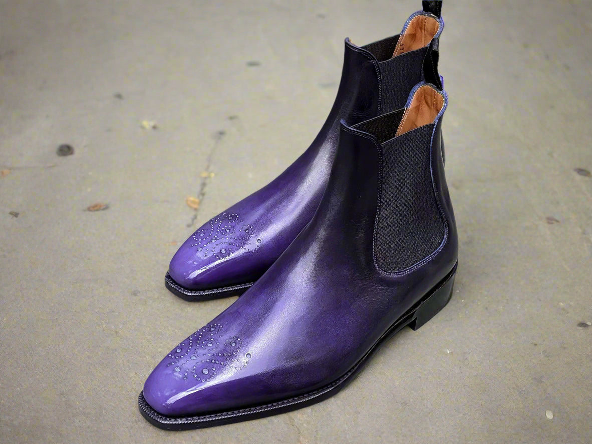 Patina Reverse Amethyst - MTO - Highland-Made To Order Chelsea Boots-J.FitzPatrick Footwear