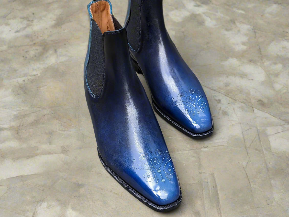 Patina Reverse Lapis Lazuli - MTO - Highland-Made To Order Chelsea Boots-J.FitzPatrick Footwear