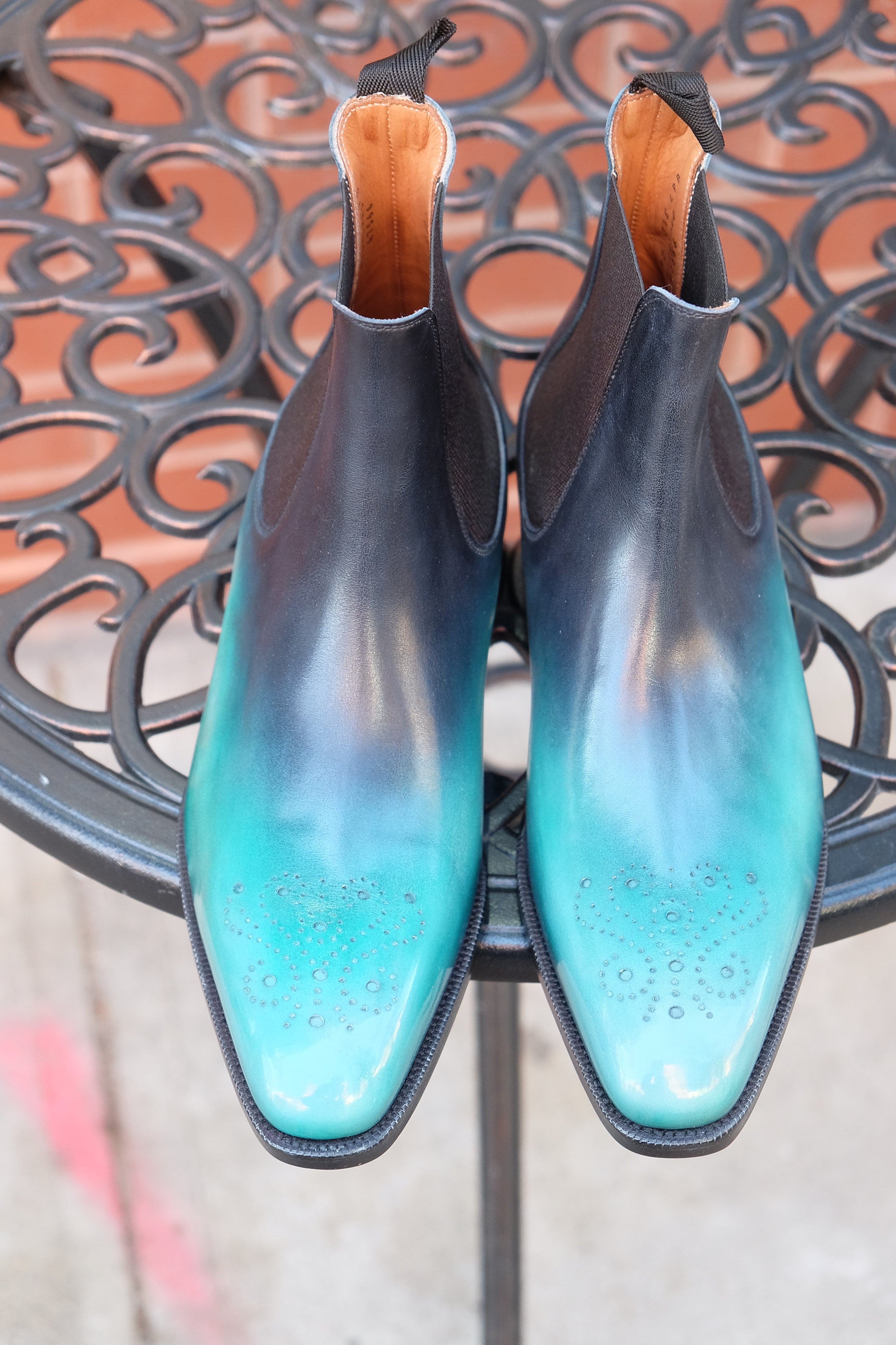 Patina Reverse Teal - MTO - Highland-Made To Order Chelsea Boots-J.FitzPatrick Footwear