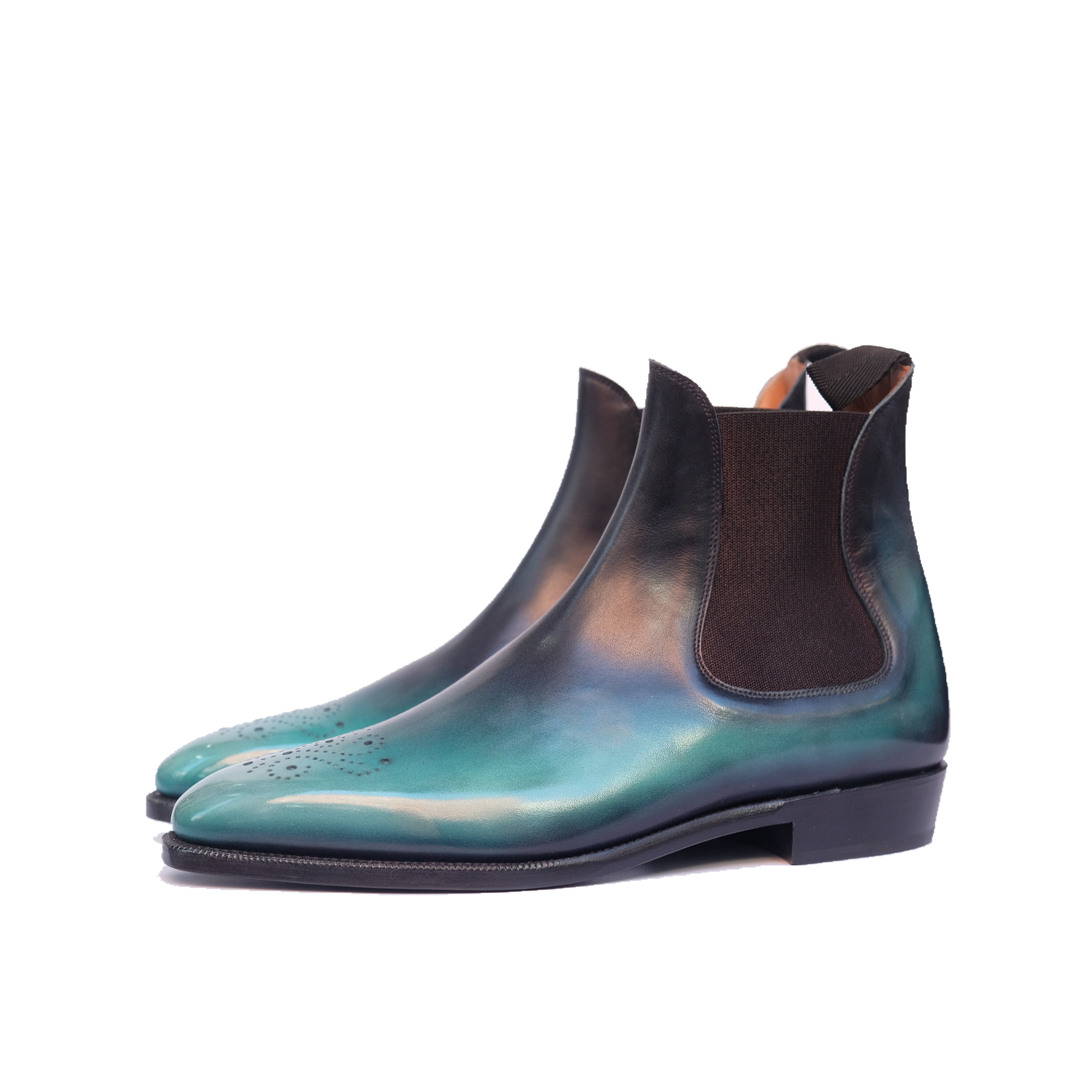 Patina Reverse Teal - MTO - Highland-Made To Order Chelsea Boots-J.FitzPatrick Footwear
