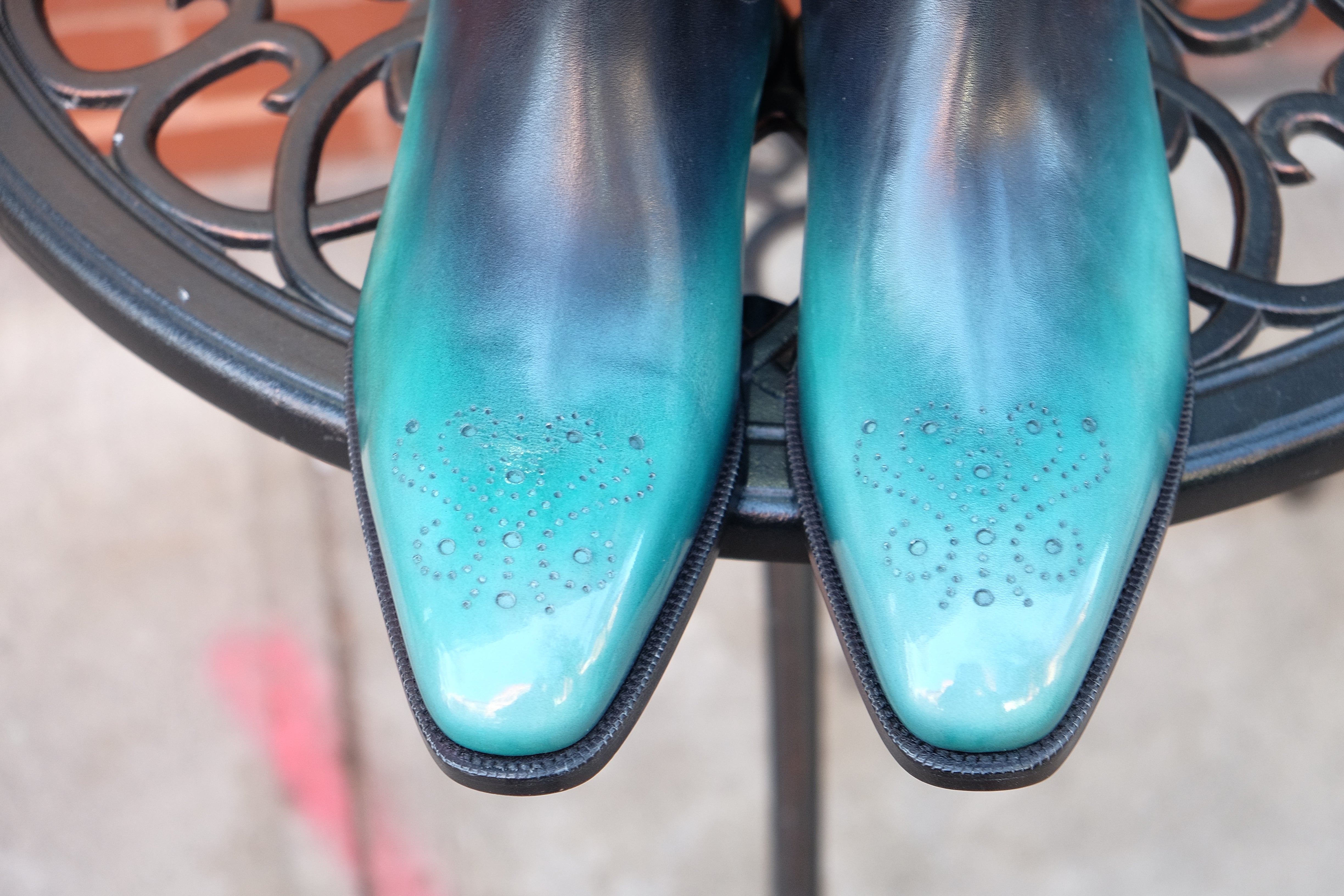 Patina Reverse Teal - MTO - Highland-Made To Order Chelsea Boots-J.FitzPatrick Footwear