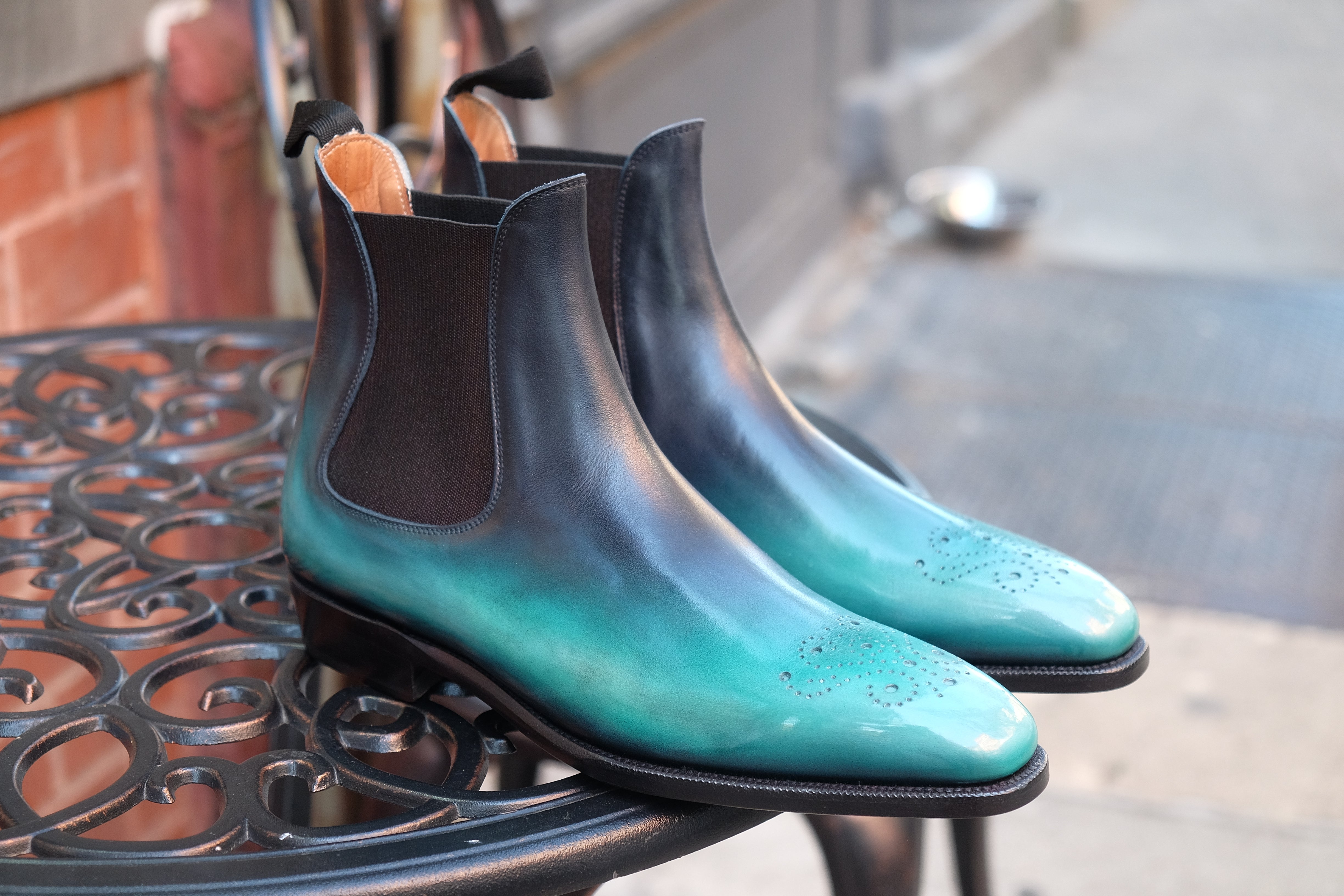 Patina Reverse Teal - MTO - Highland-Made To Order Chelsea Boots-J.FitzPatrick Footwear