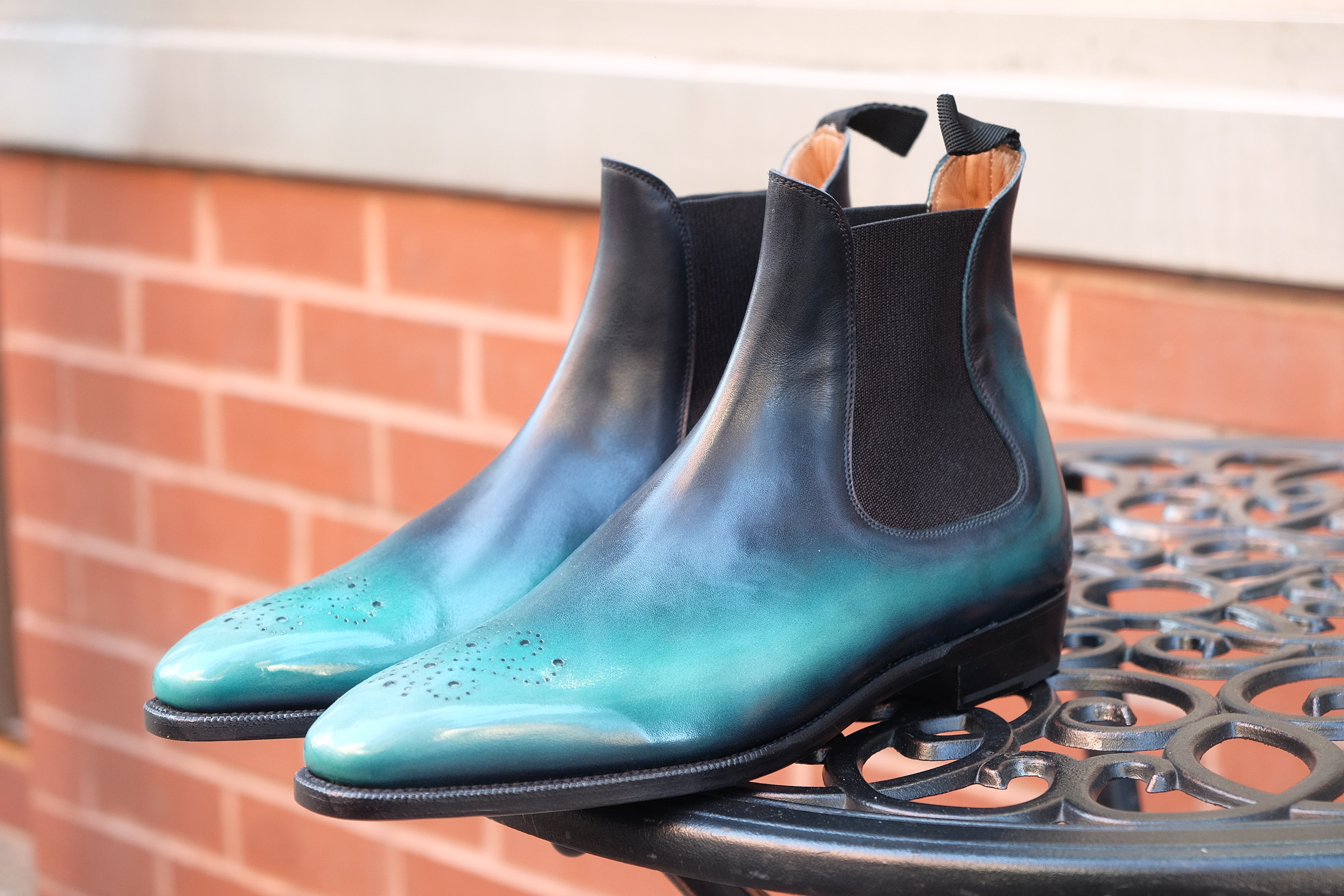 Patina Reverse Teal - MTO - Highland-Made To Order Chelsea Boots-J.FitzPatrick Footwear
