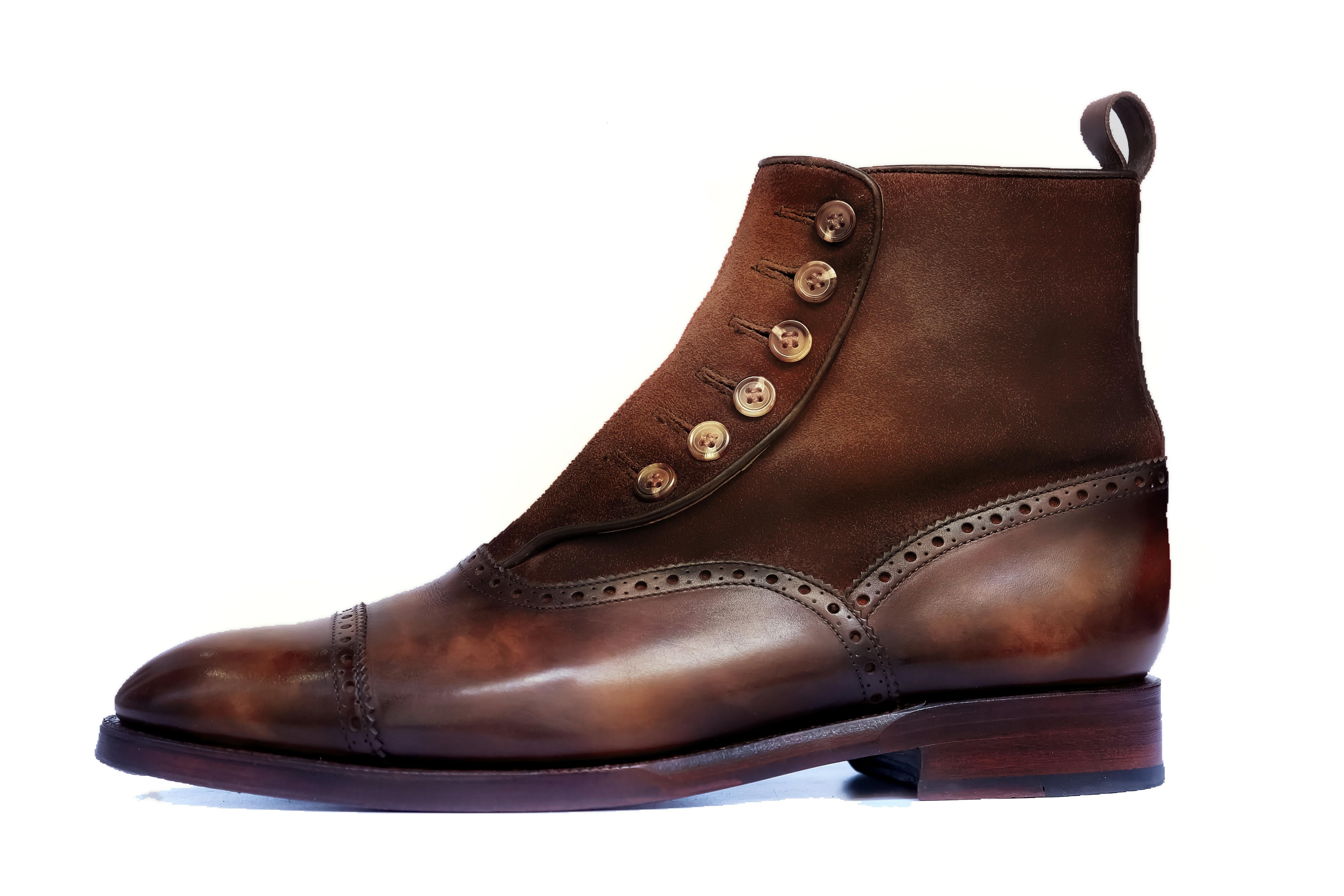 Patina Summerina - MTO - Puyallup Redux-Made To Order Button Boot Cap Toe Brogue-J.FitzPatrick Footwear