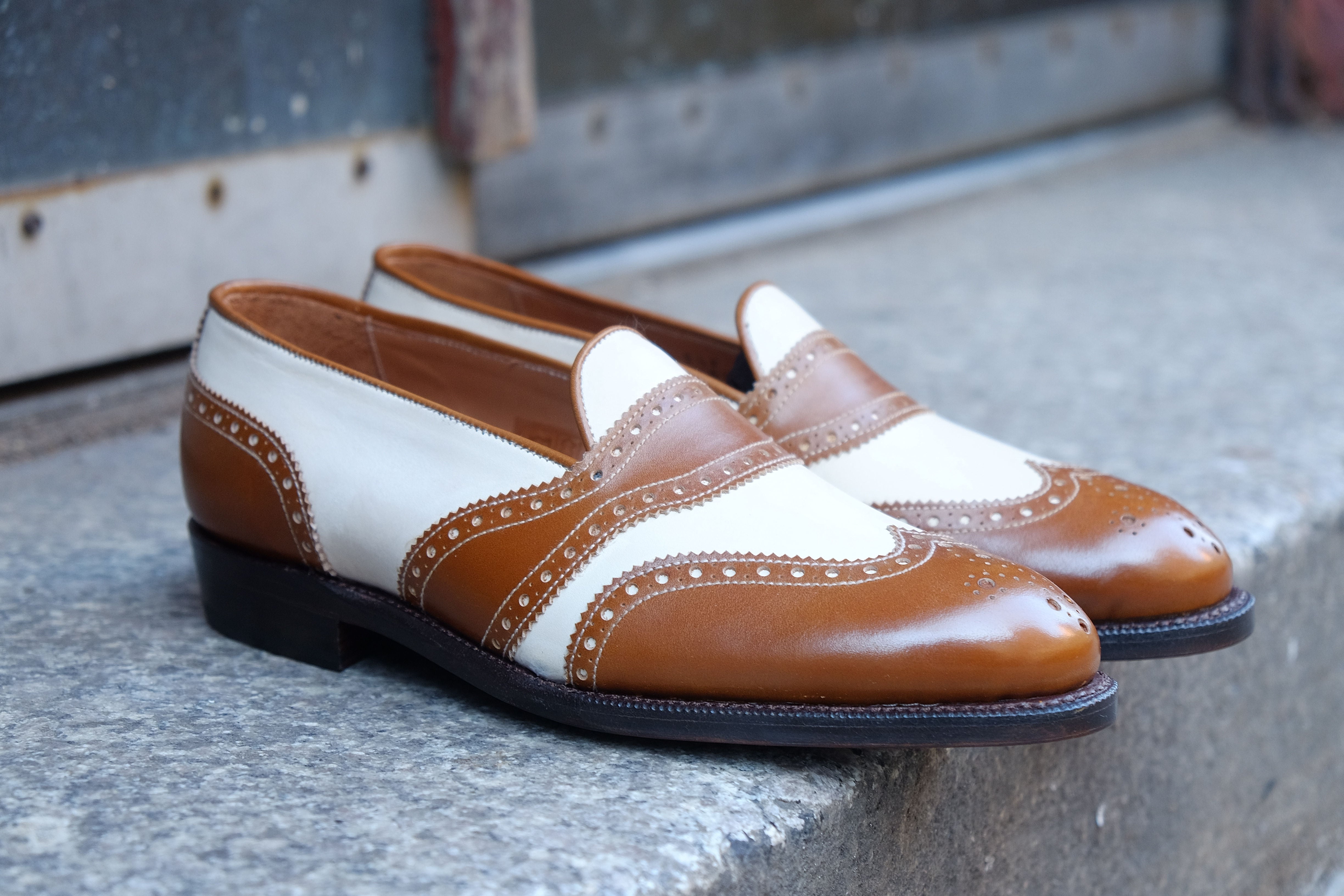 Piau - MTO - Maple Calf / Cream Calf - NGT Last - Single Leather Sole-Made To Order Slipper Loafer Brogue Wingtip Spectator-J.FitzPatrick Footwear