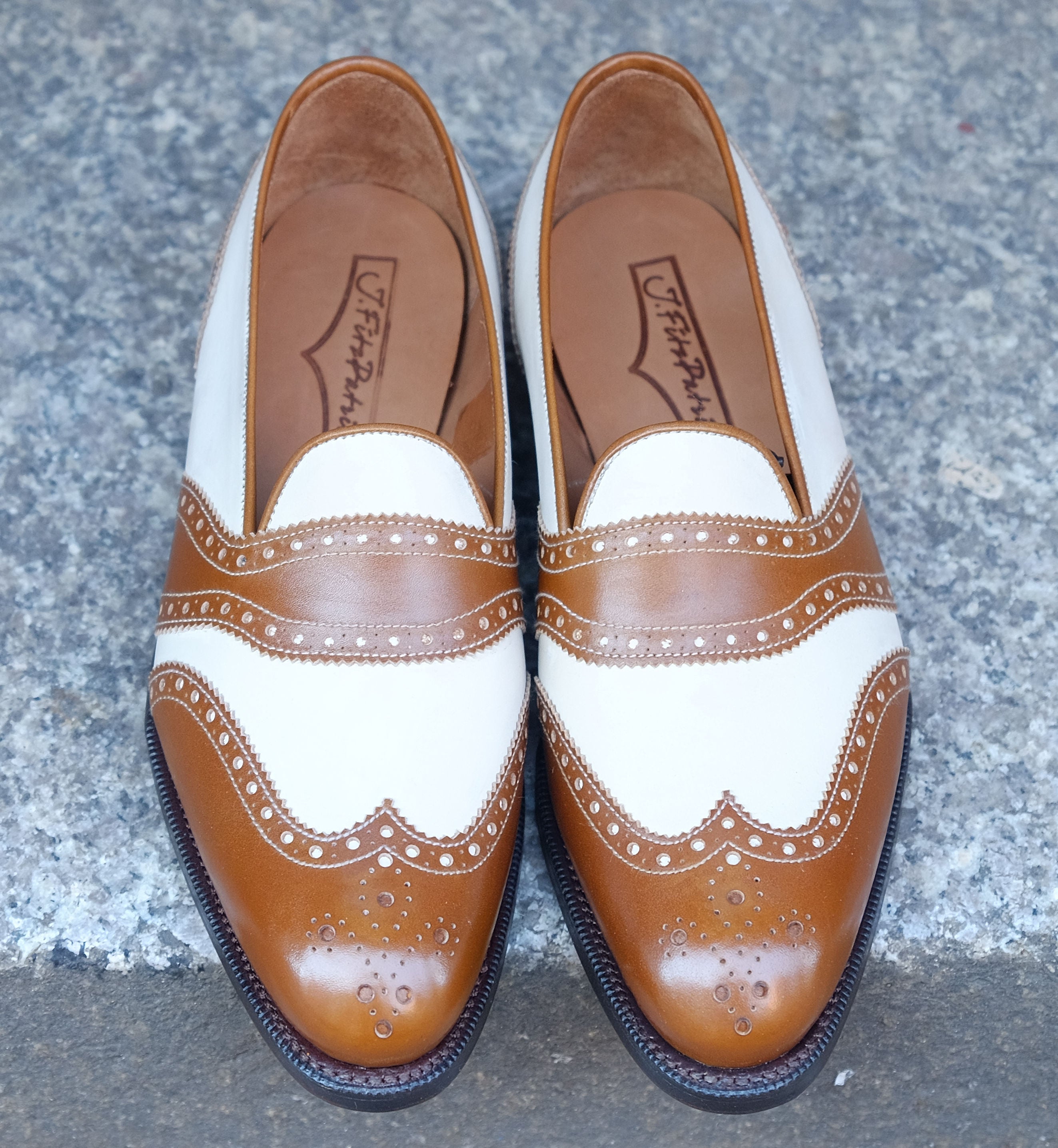 Piau - MTO - Maple Calf / Cream Calf - NGT Last - Single Leather Sole-Made To Order Slipper Loafer Brogue Wingtip Spectator-J.FitzPatrick Footwear