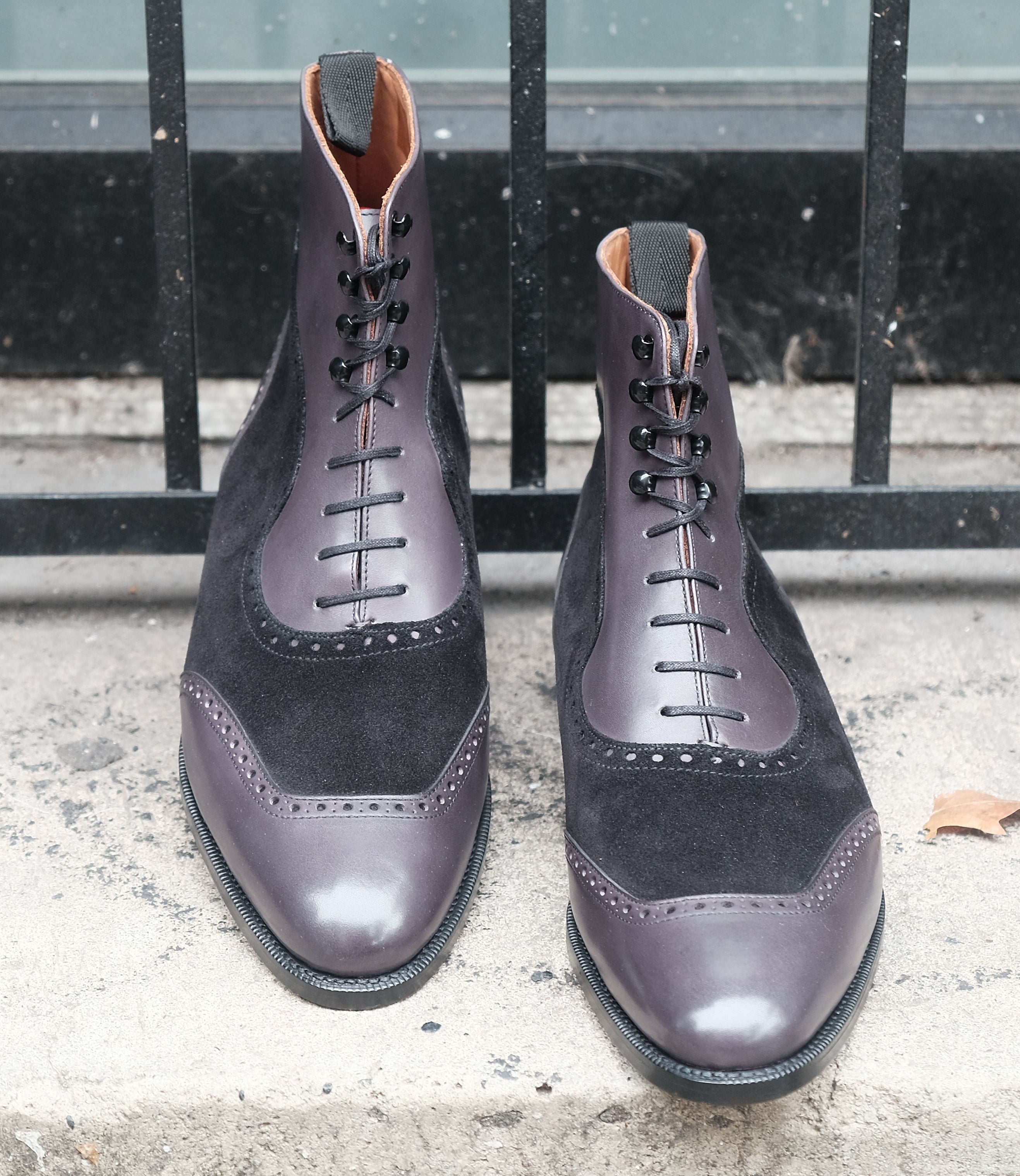 Pinehurst - MTO - Shaded Grey Calf / Black Suede - TMG Last - Single Leather Sole-Made To Order Lace Laceup Balmoral Boot Brogue-J.FitzPatrick Footwear