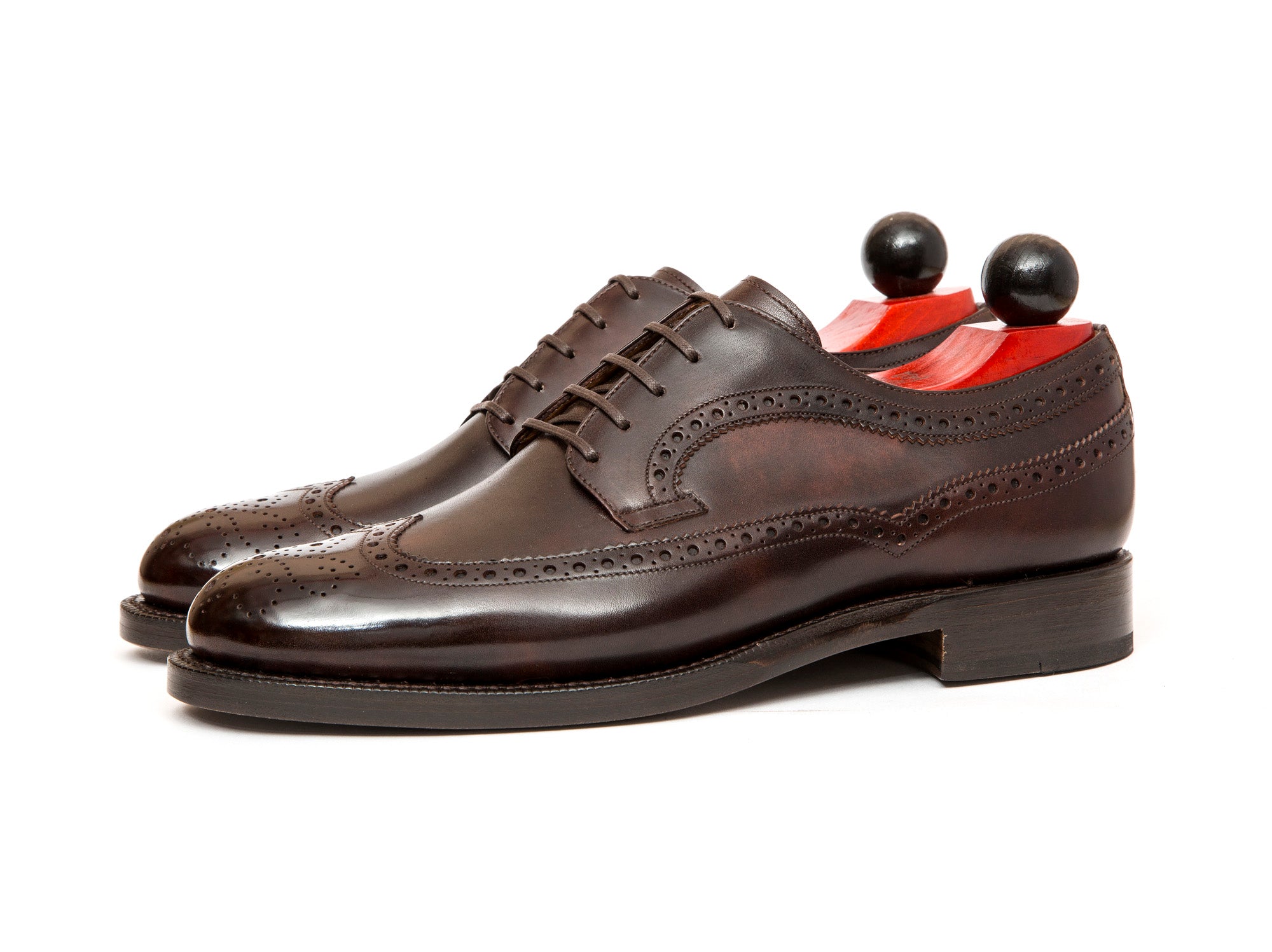 Silverdale - MTO - Dark Brown Museum Calf-Made To Order Wingtip Longwing Brogue Oxfords-J.FitzPatrick Footwear