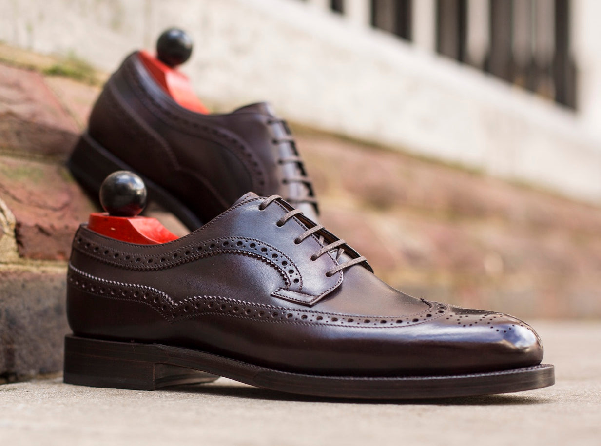 Silverdale - MTO - Dark Brown Museum Calf-Made To Order Wingtip Longwing Brogue Oxfords-J.FitzPatrick Footwear