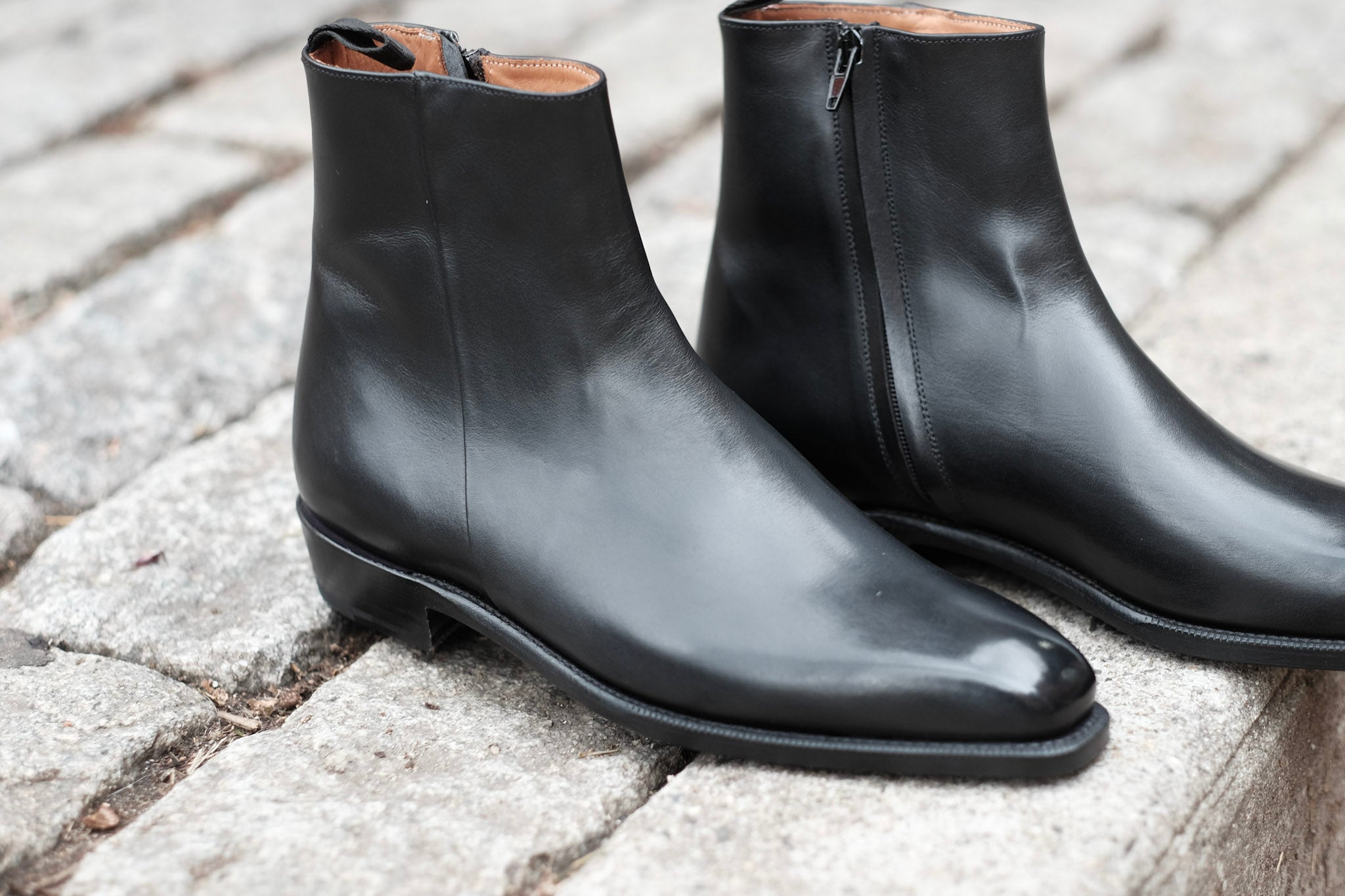 Southcenter - Black Calf-Zip Boots-J.FitzPatrick Footwear
